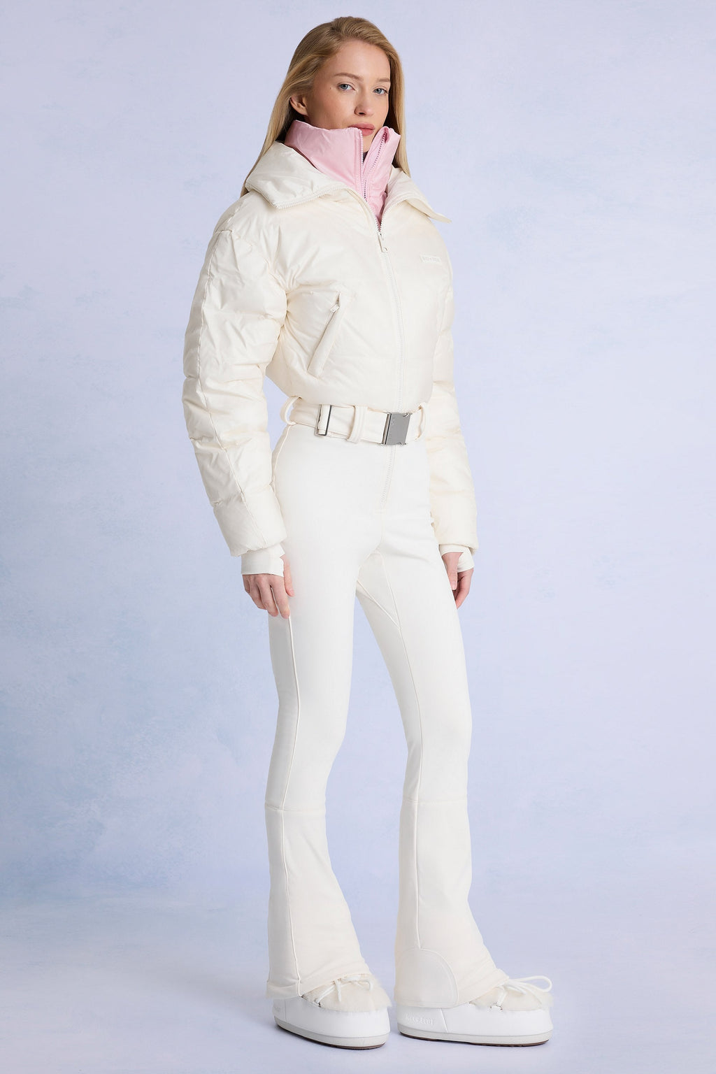 Waterproof Belted Layered Ski Suit in Ice