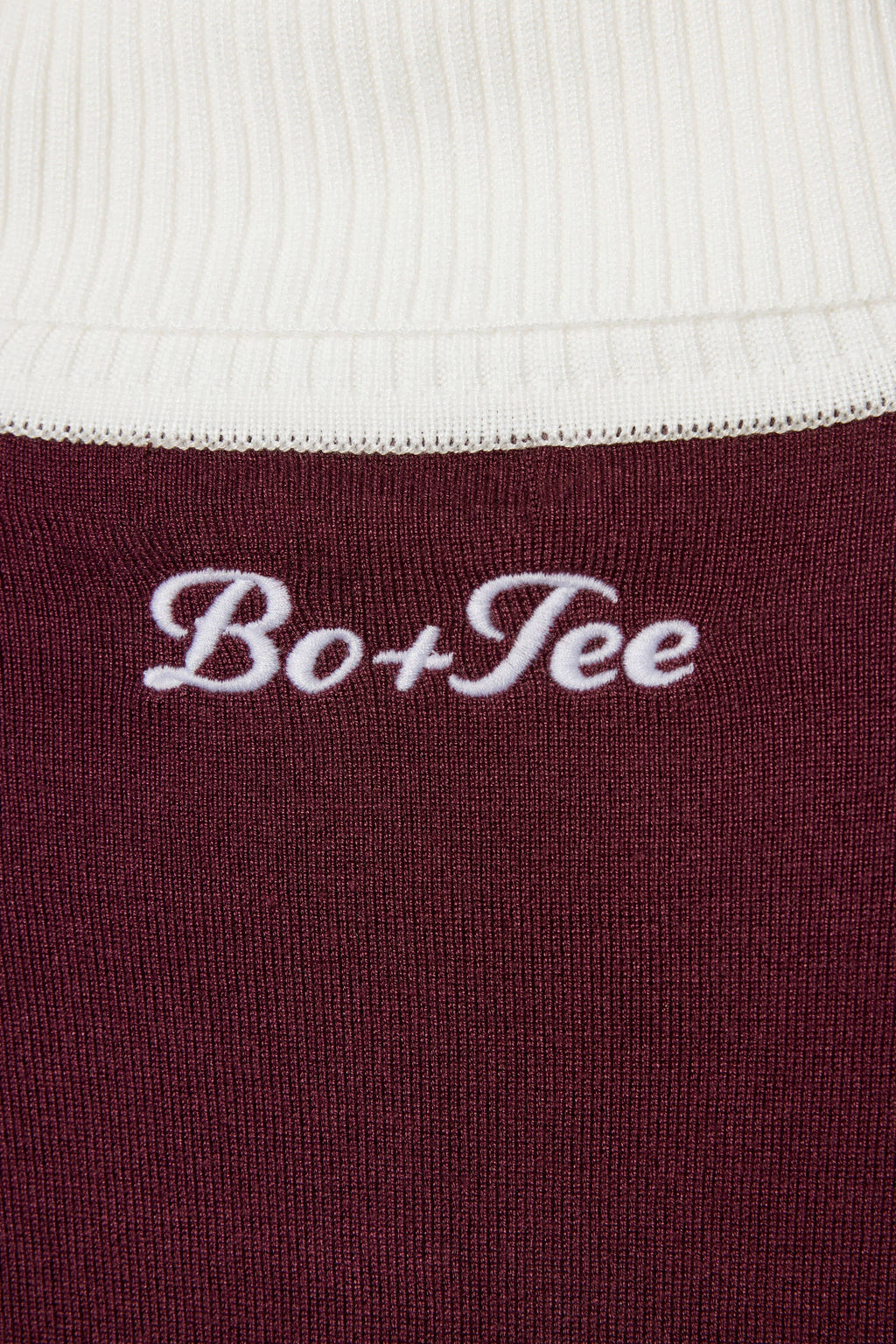 Knit Long-Sleeve Fitted Top in Burgundy