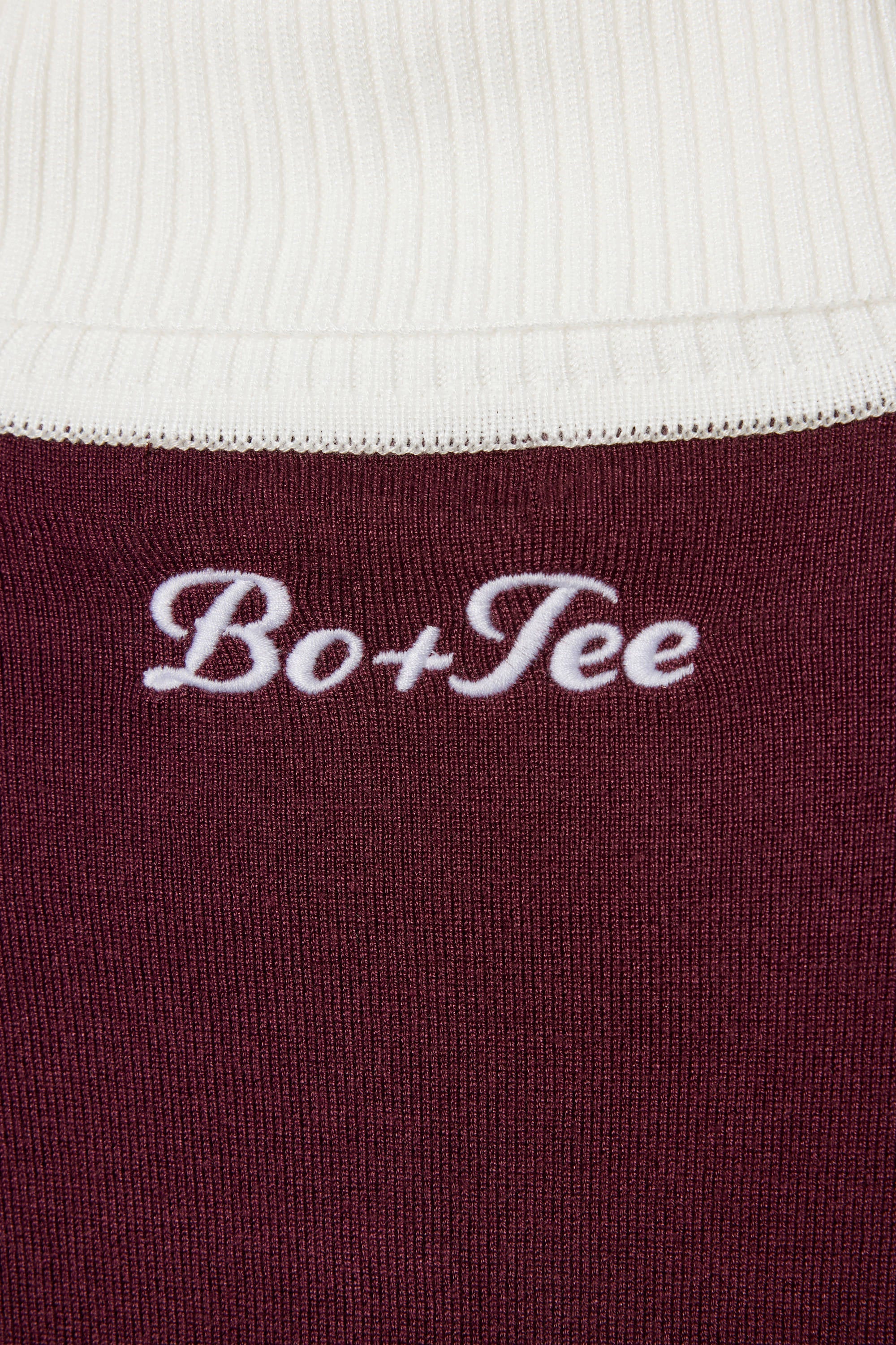 Knit Long-Sleeve Fitted Top in Burgundy