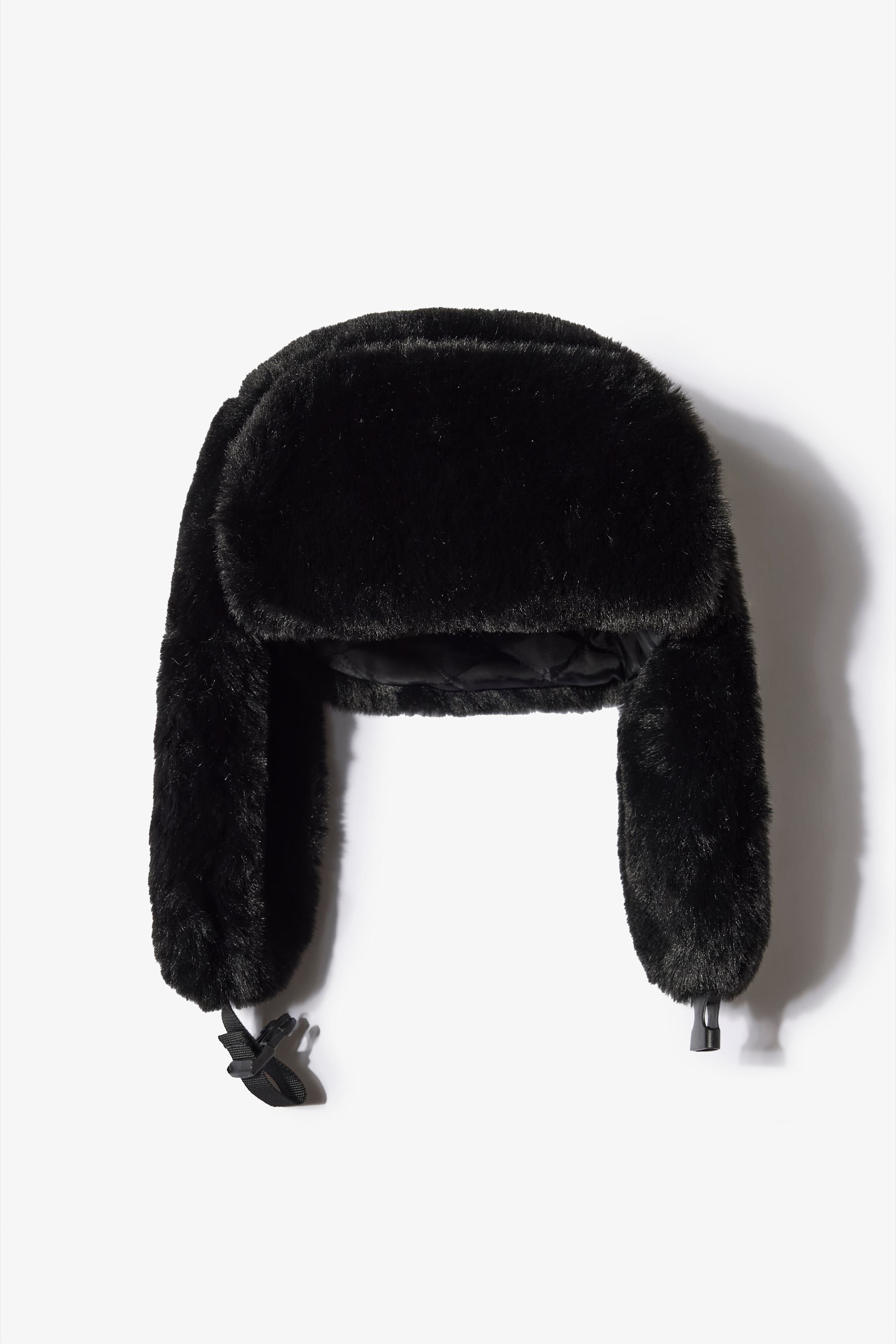 Faux-Fur Trapper Hat in Black