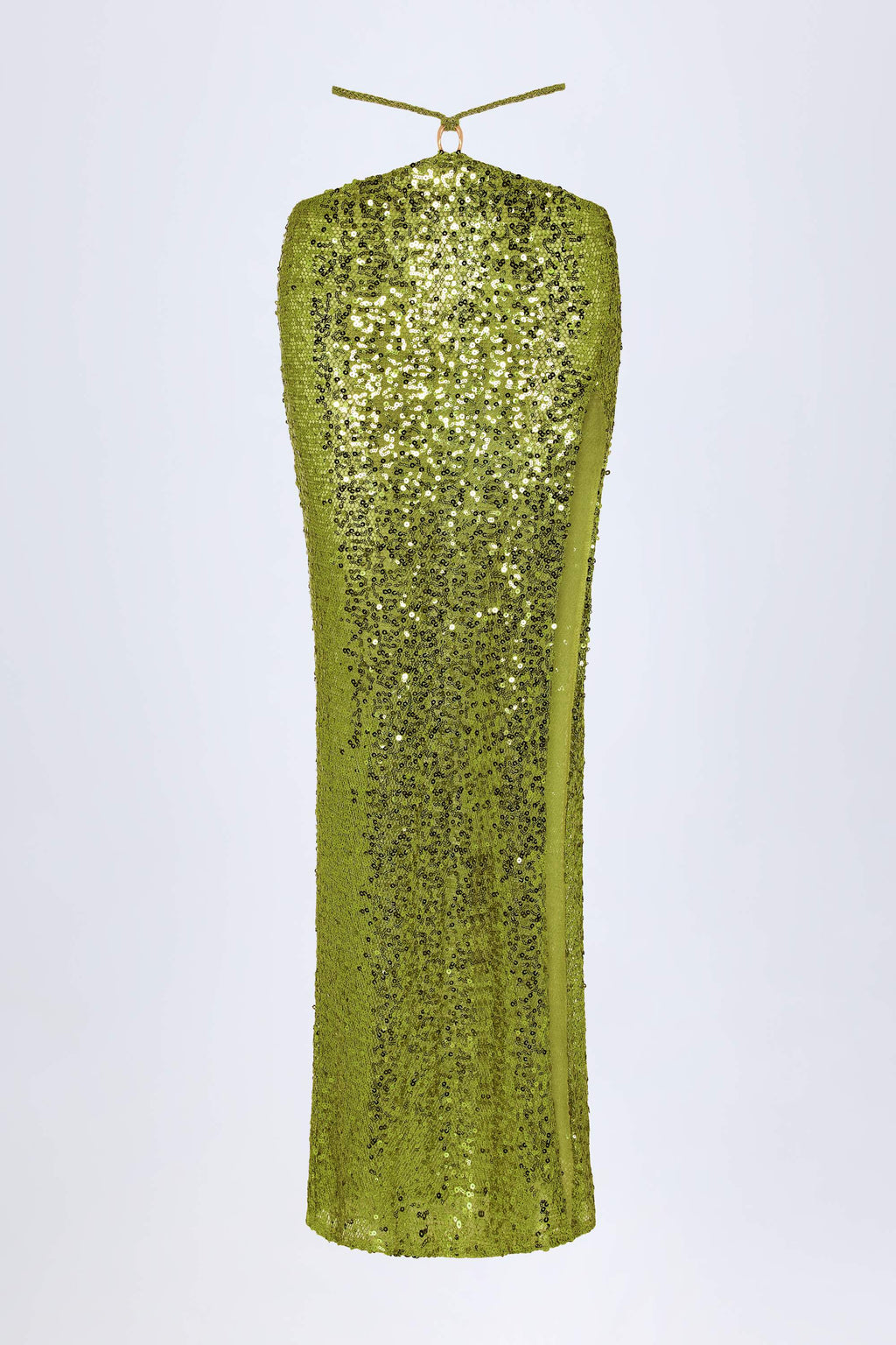 Embellished Hardware-Detail Strappy Maxi Skirt in Olive Green