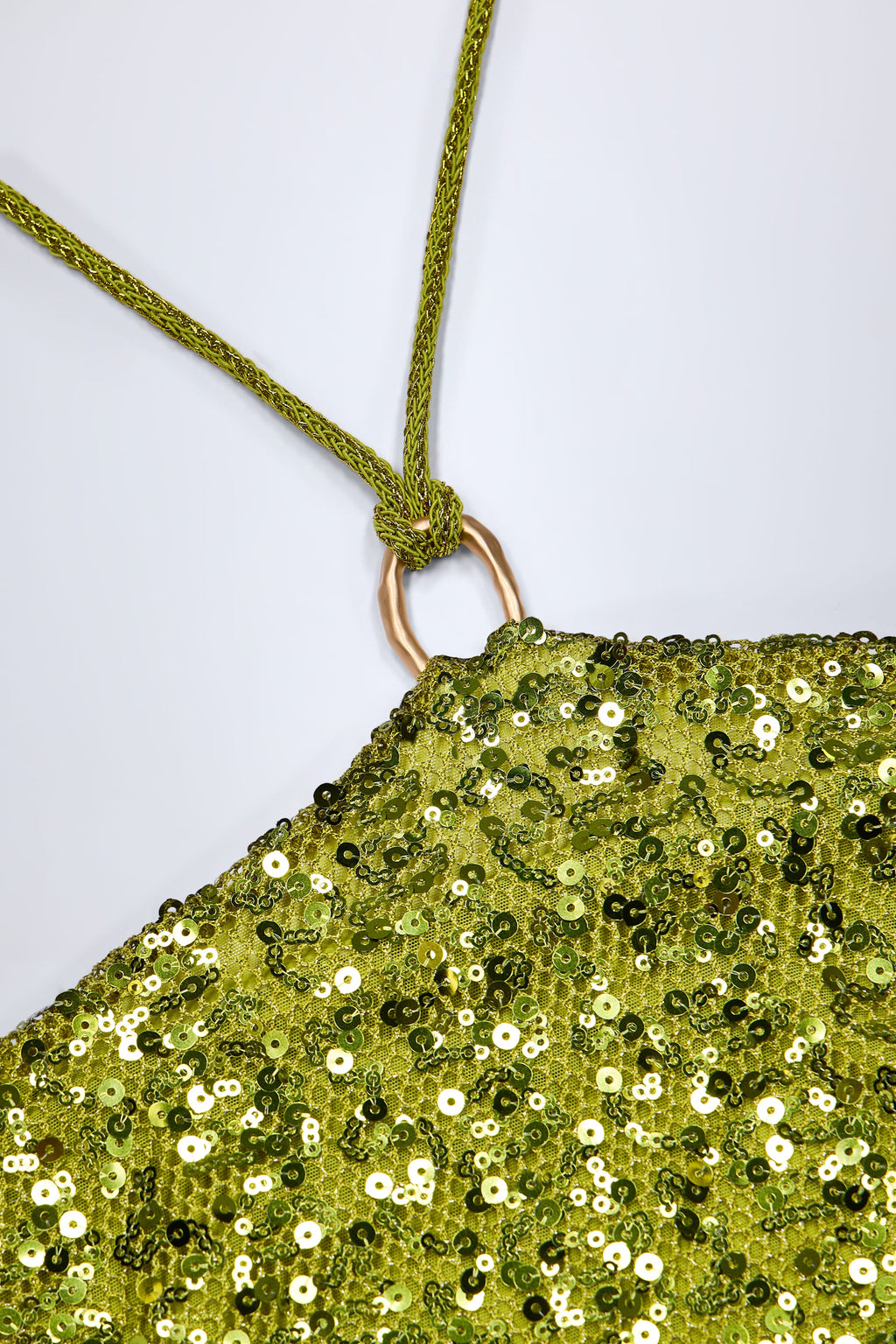 Embellished Hardware-Detail Strappy Maxi Skirt in Olive Green