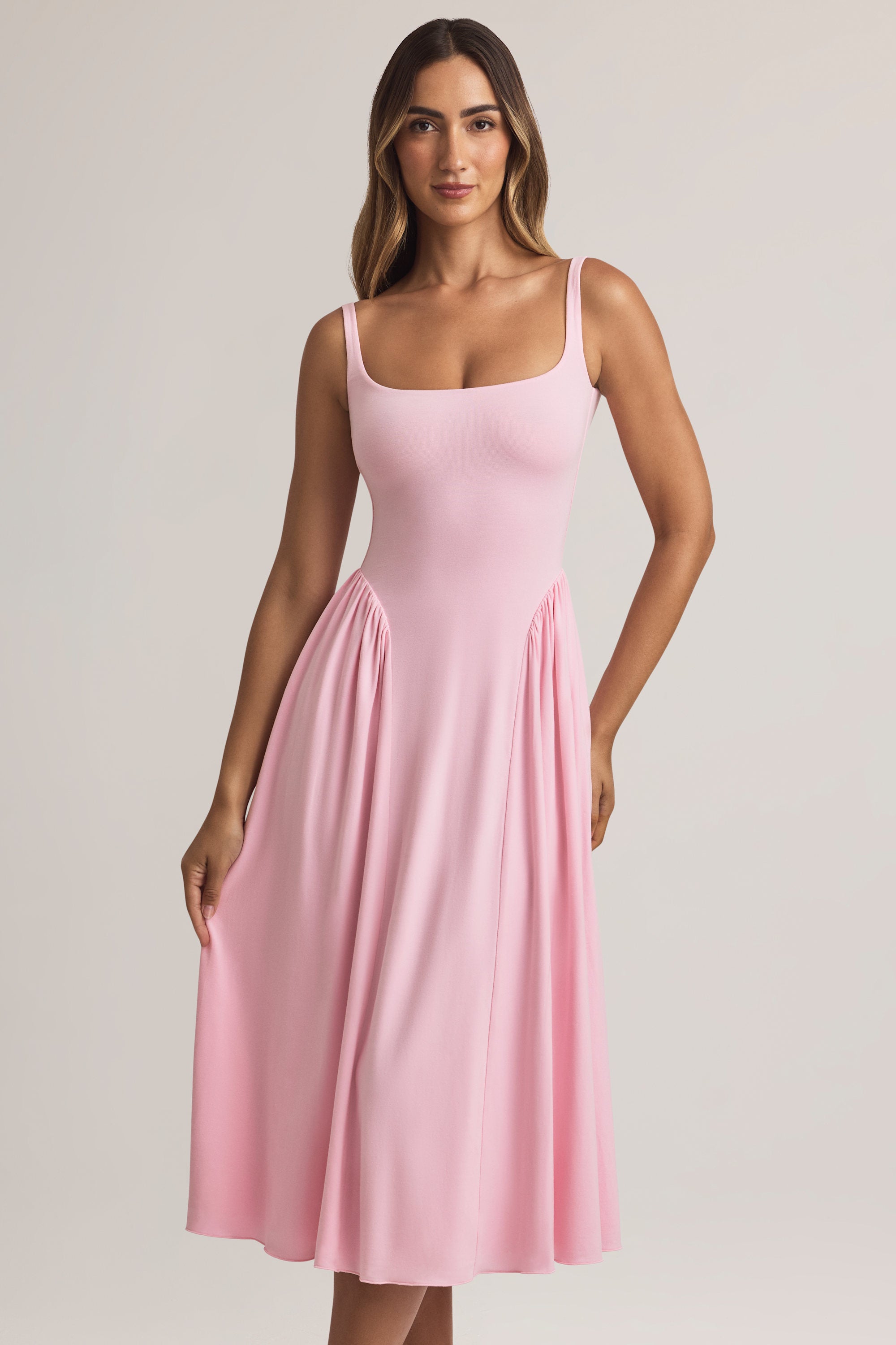 Modal A-Line Midaxi Dress in Pastel Pink