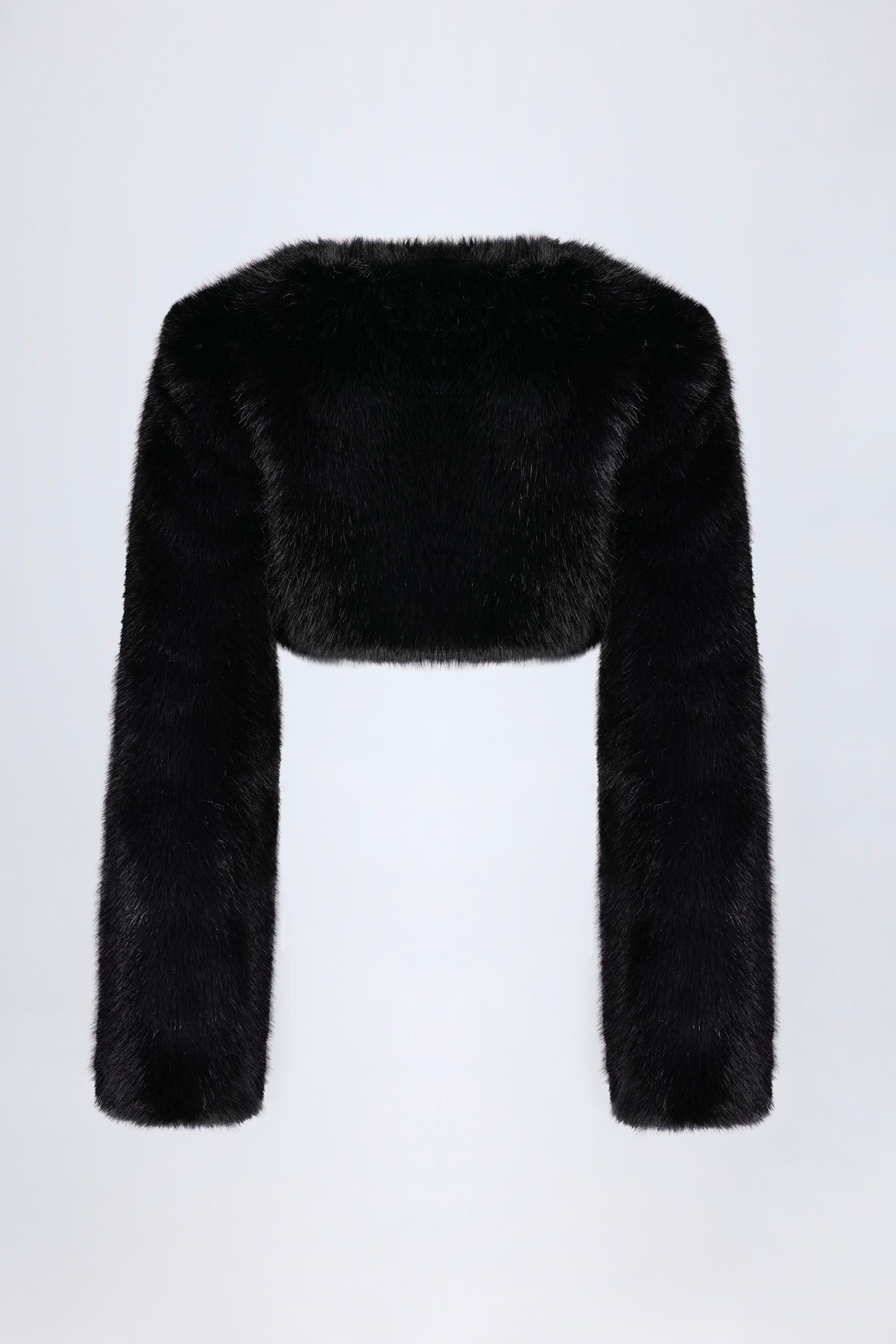 Faux Fur Cropped Bolero in Black
