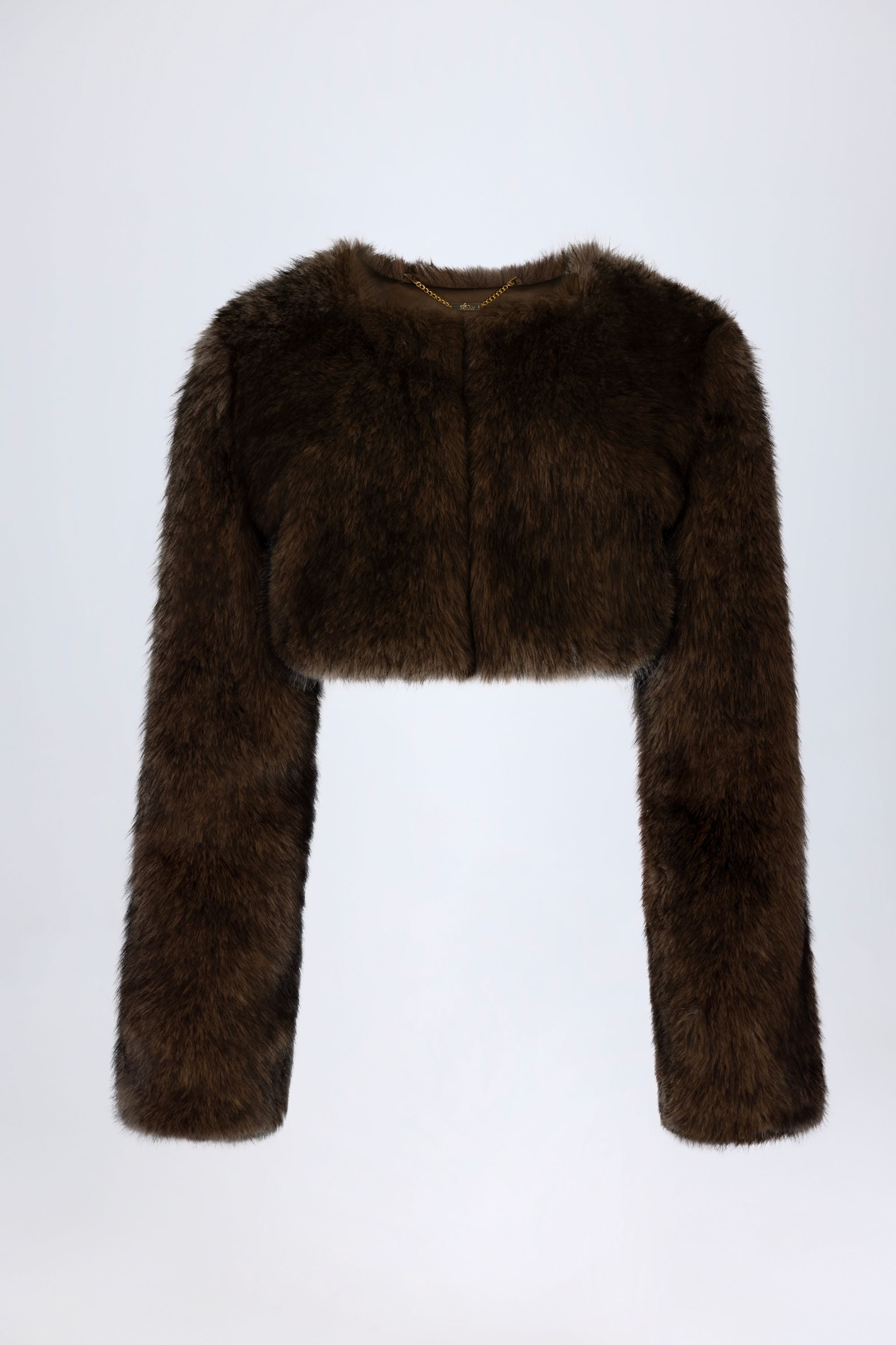 Faux Fur Cropped Bolero in Brown