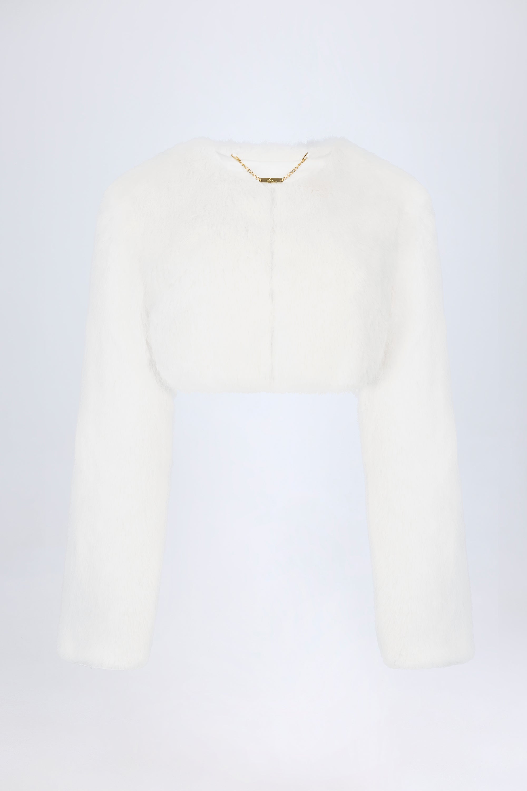 Faux Fur Cropped Bolero in White