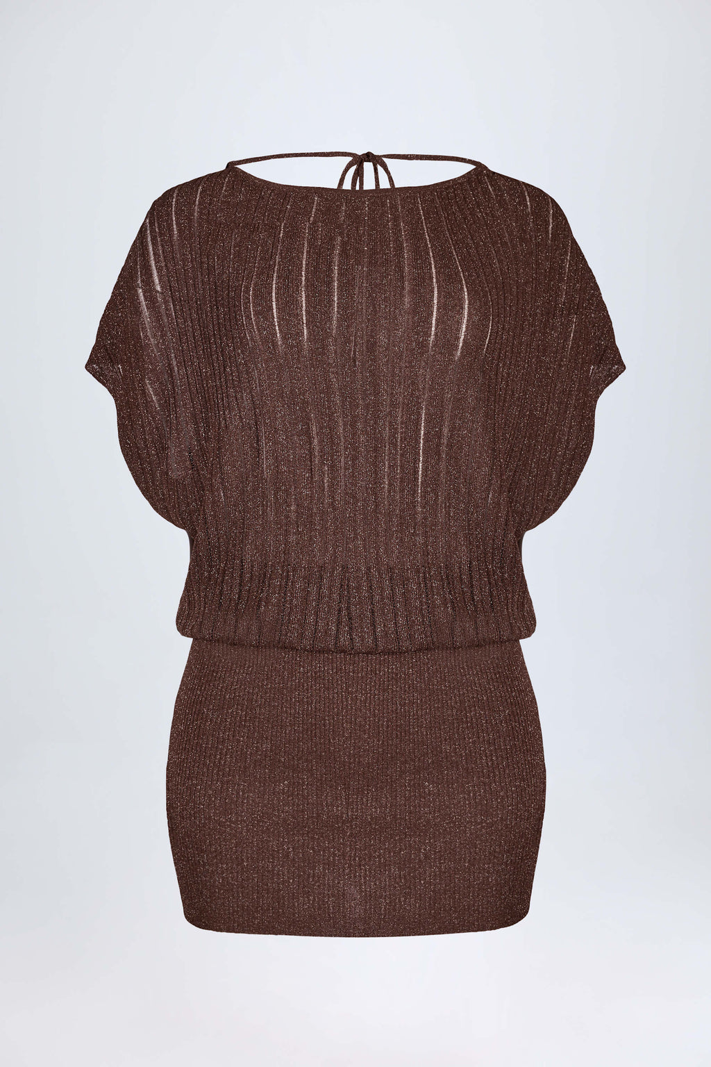 Backless Batwing Mini Dress in Bronze