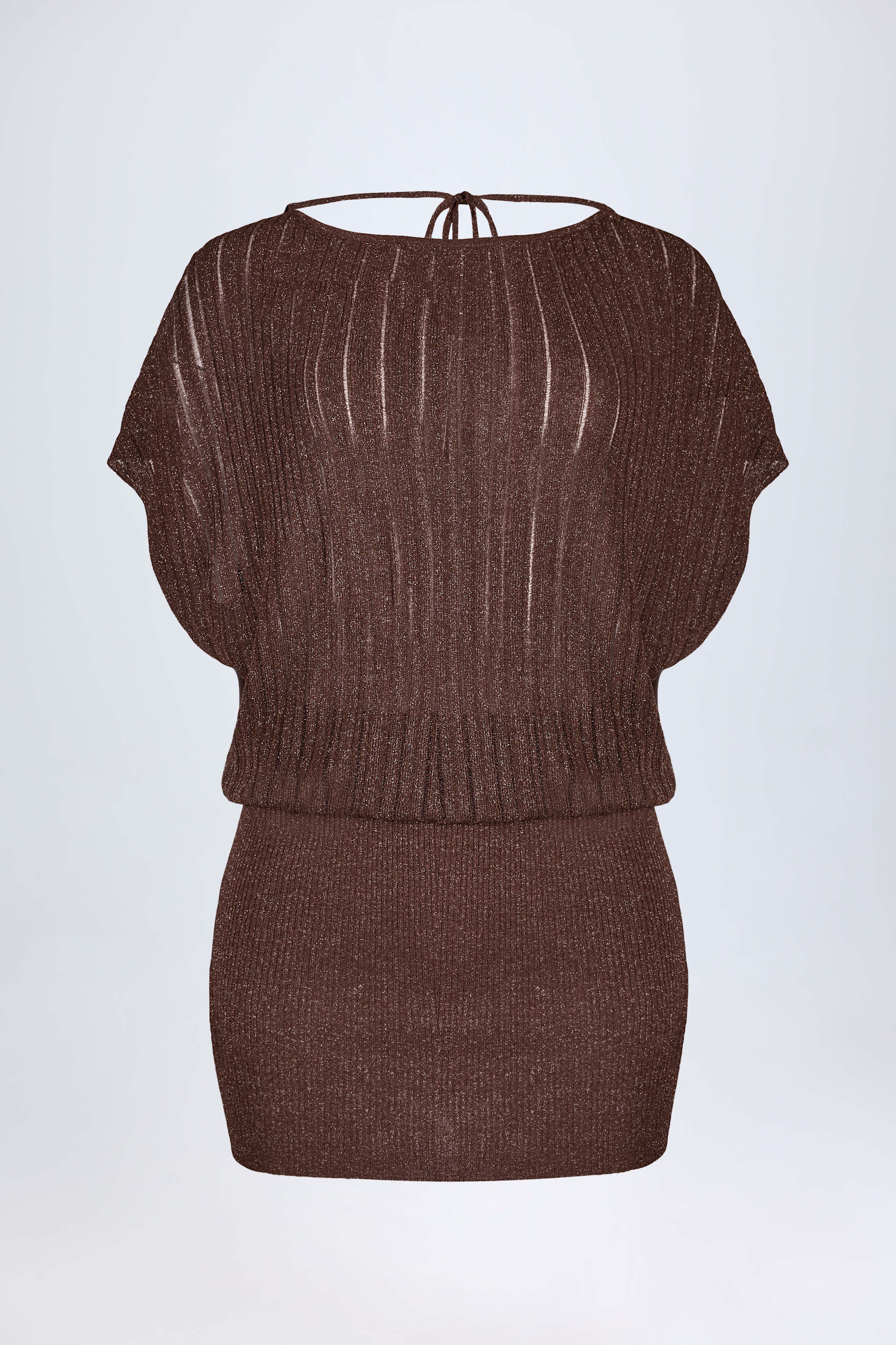 Backless Batwing Mini Dress in Bronze