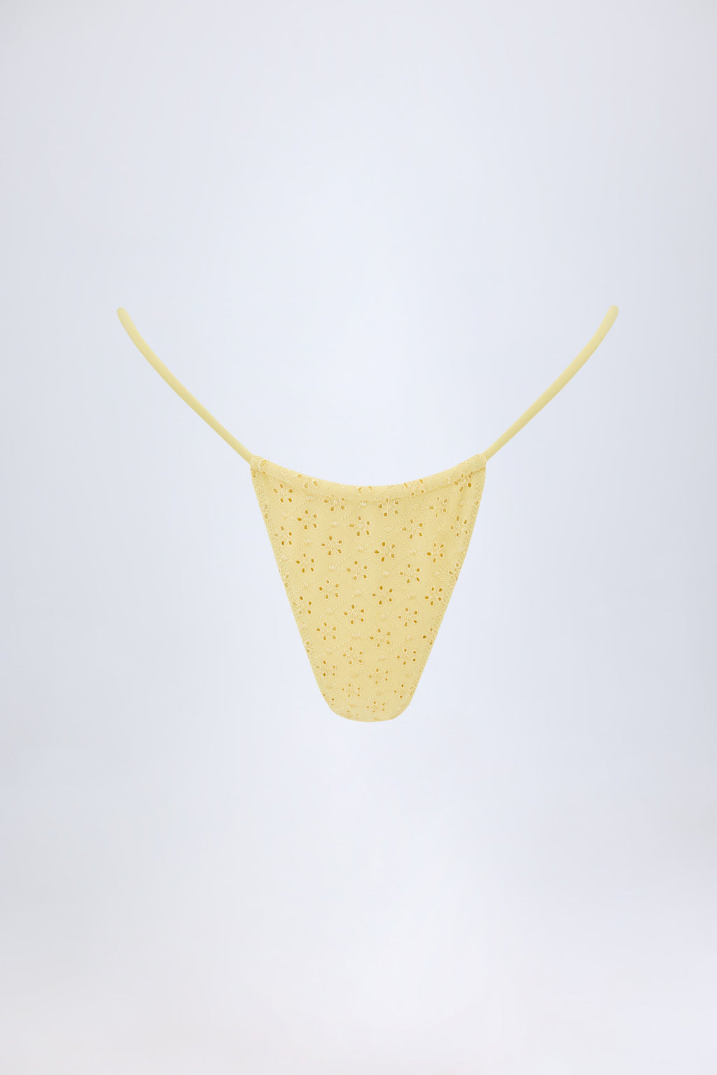 Broderie Anglaise Drawstring Bikini Bottoms in Lemon Yellow