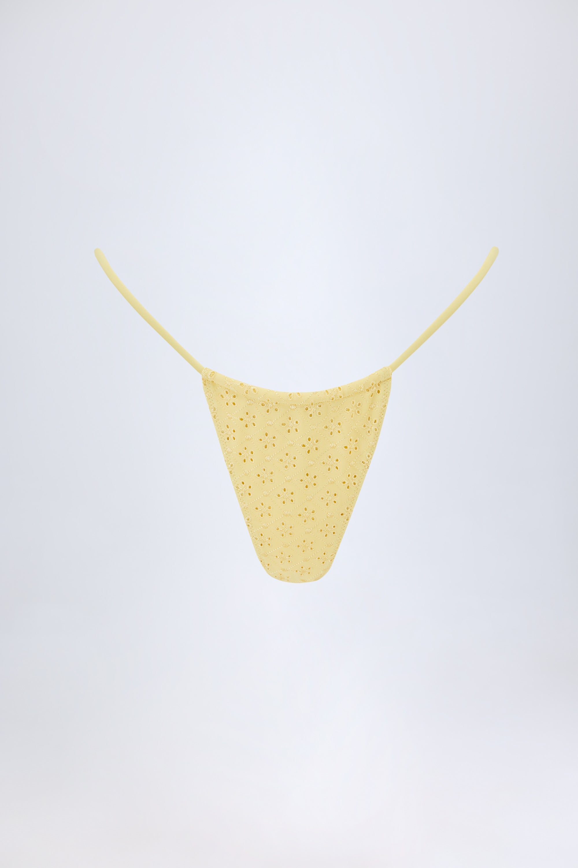 Broderie Anglaise Drawstring Bikini Bottoms in Lemon Yellow