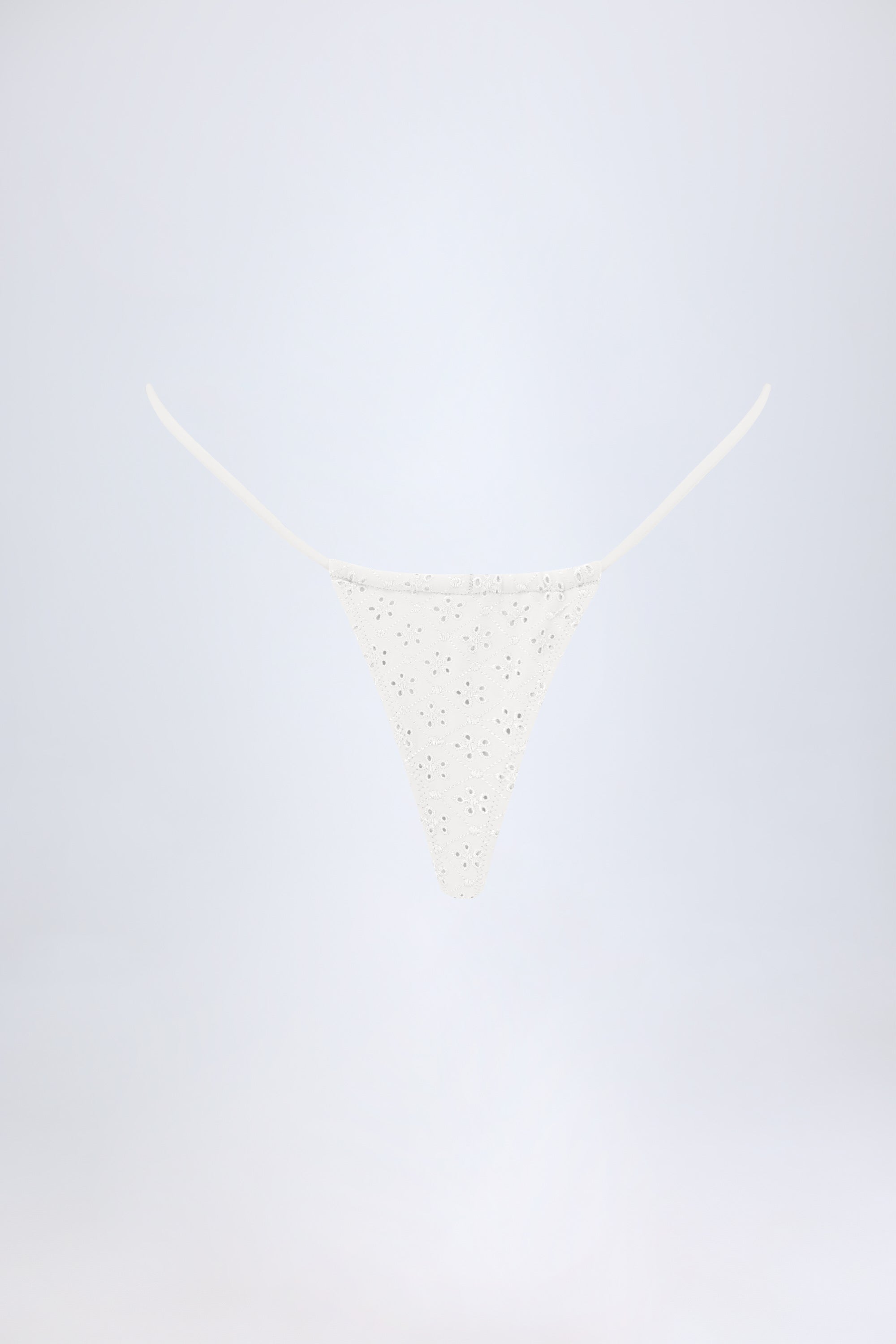 Broderie Anglaise Drawstring Bikini Bottoms in White