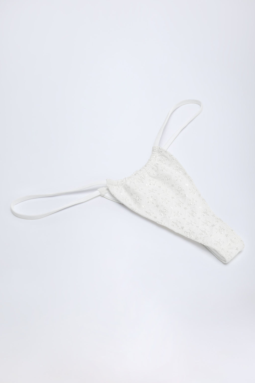 Broderie Anglaise Drawstring Bikini Bottoms in White