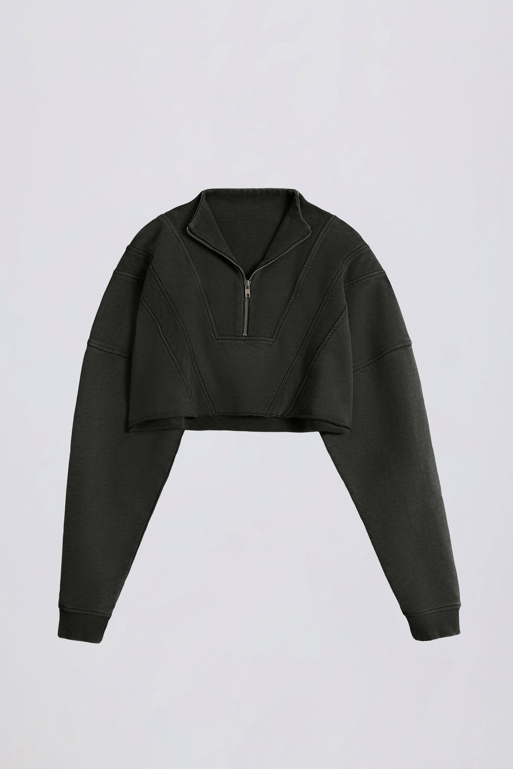 Cotton Jersey Acid Wash Cropped Sweatshirt  in Ash