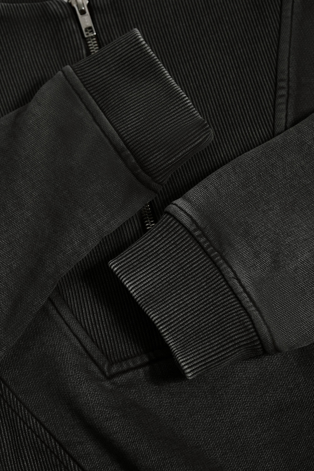 Cotton Jersey Acid Wash Cropped Sweatshirt  in Ash