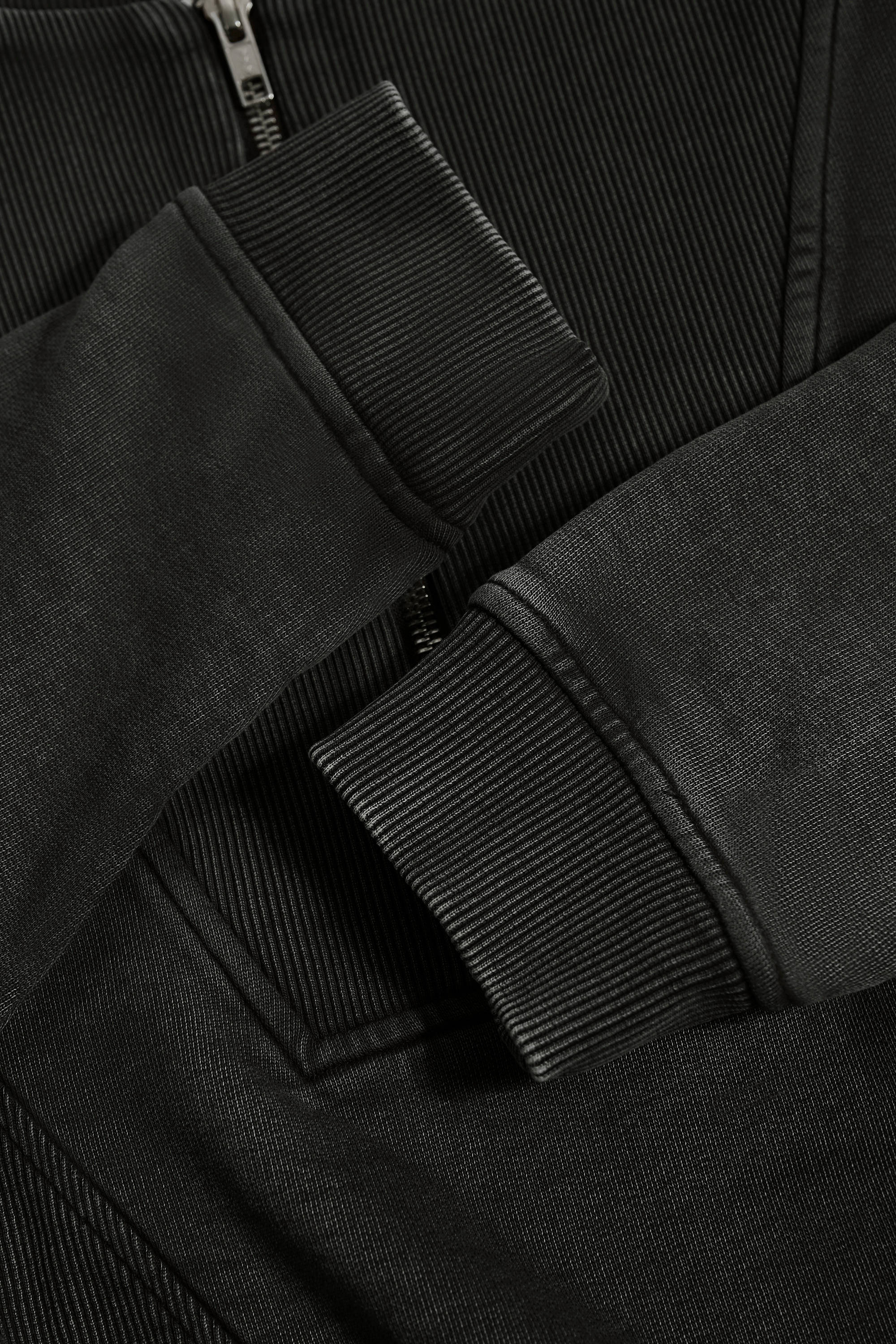 Cotton Jersey Acid Wash Cropped Sweatshirt  in Ash