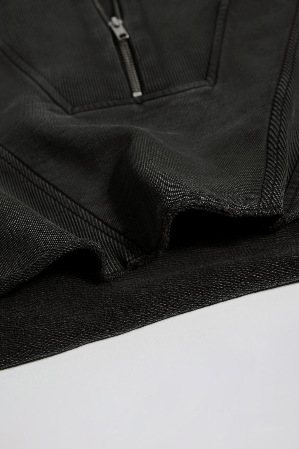 Cotton Jersey Acid Wash Cropped Sweatshirt  in Ash