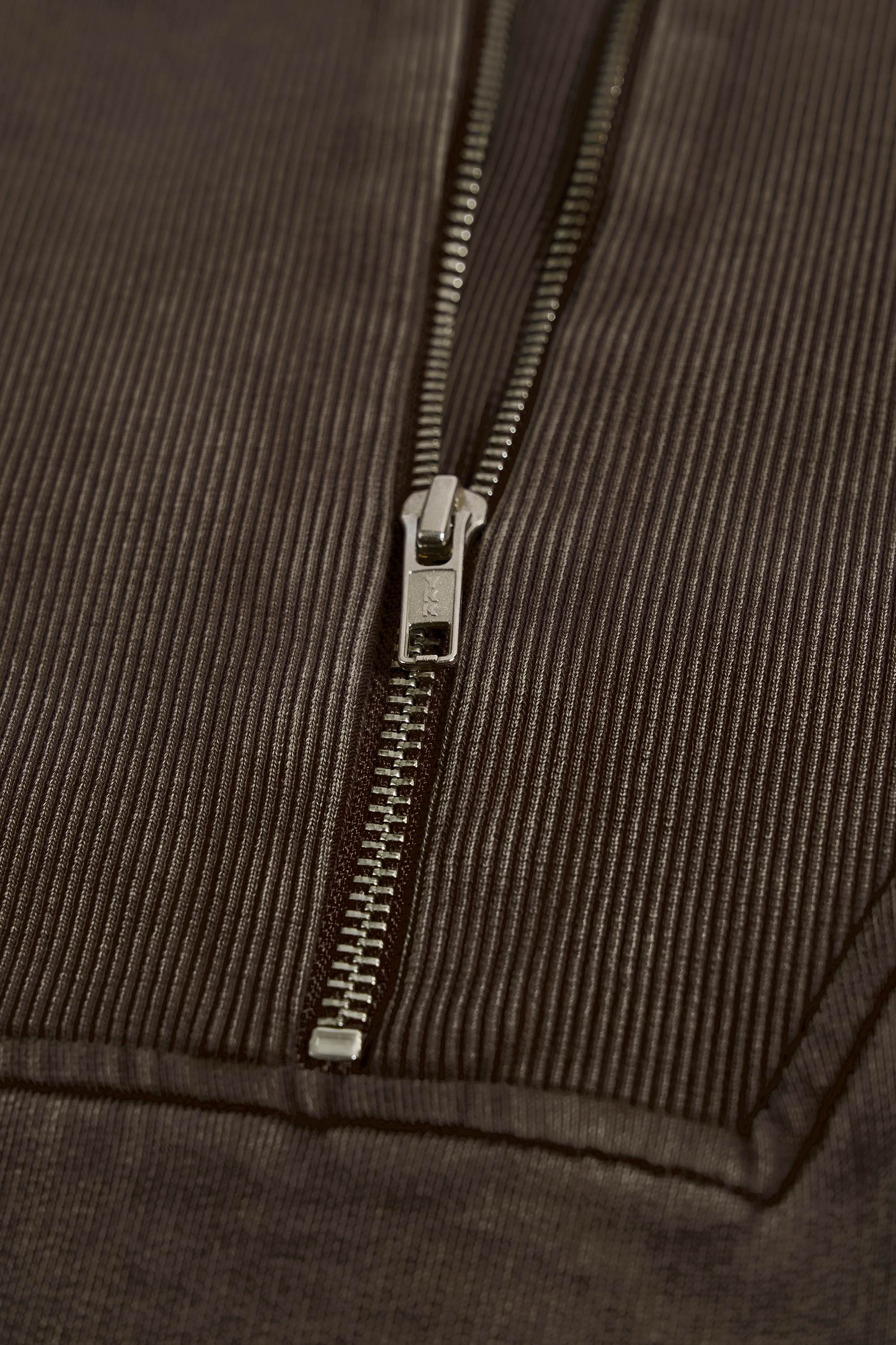 Cotton Jersey Acid Wash Cropped Sweatshirt in Brown