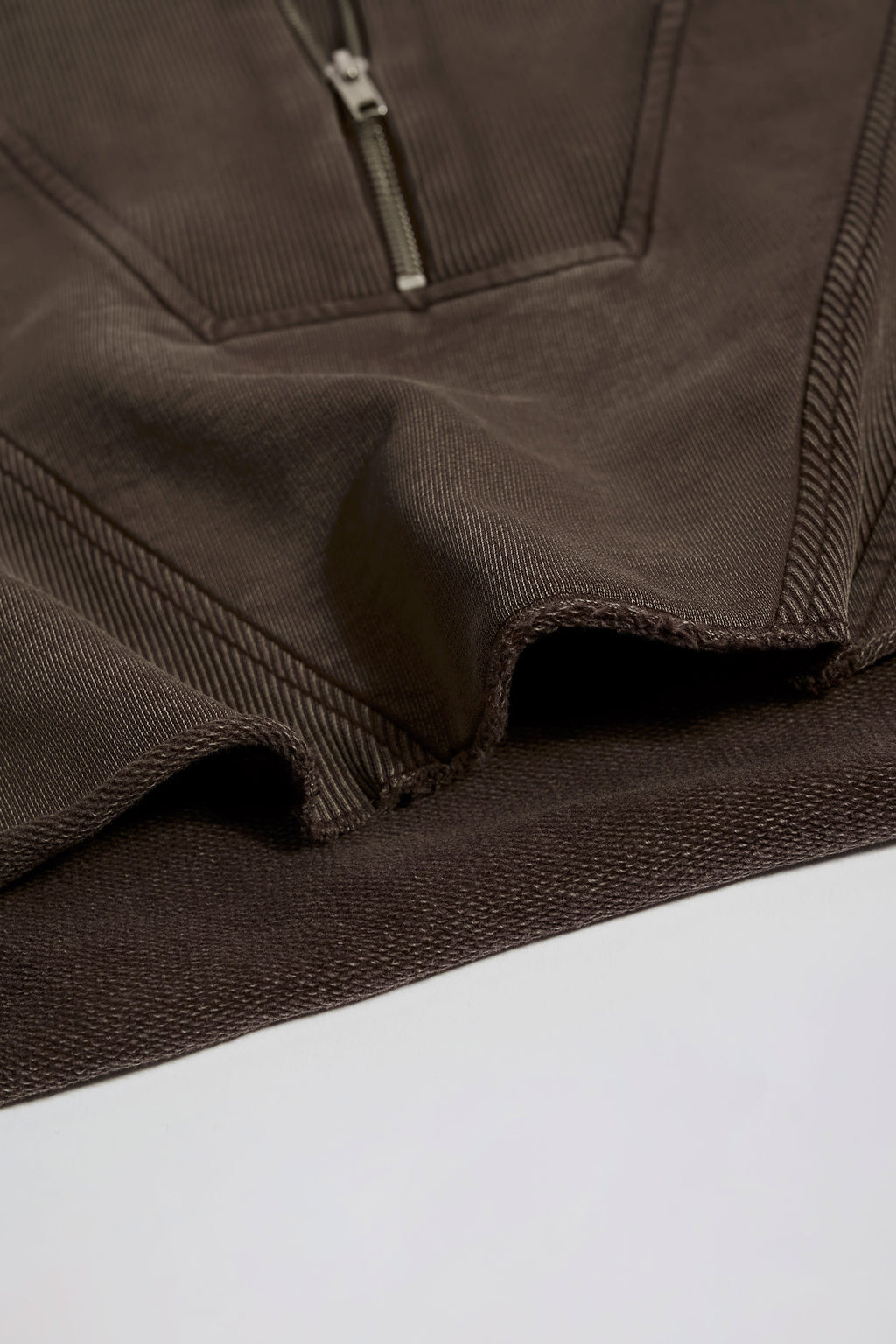 Cotton Jersey Acid Wash Cropped Sweatshirt in Brown