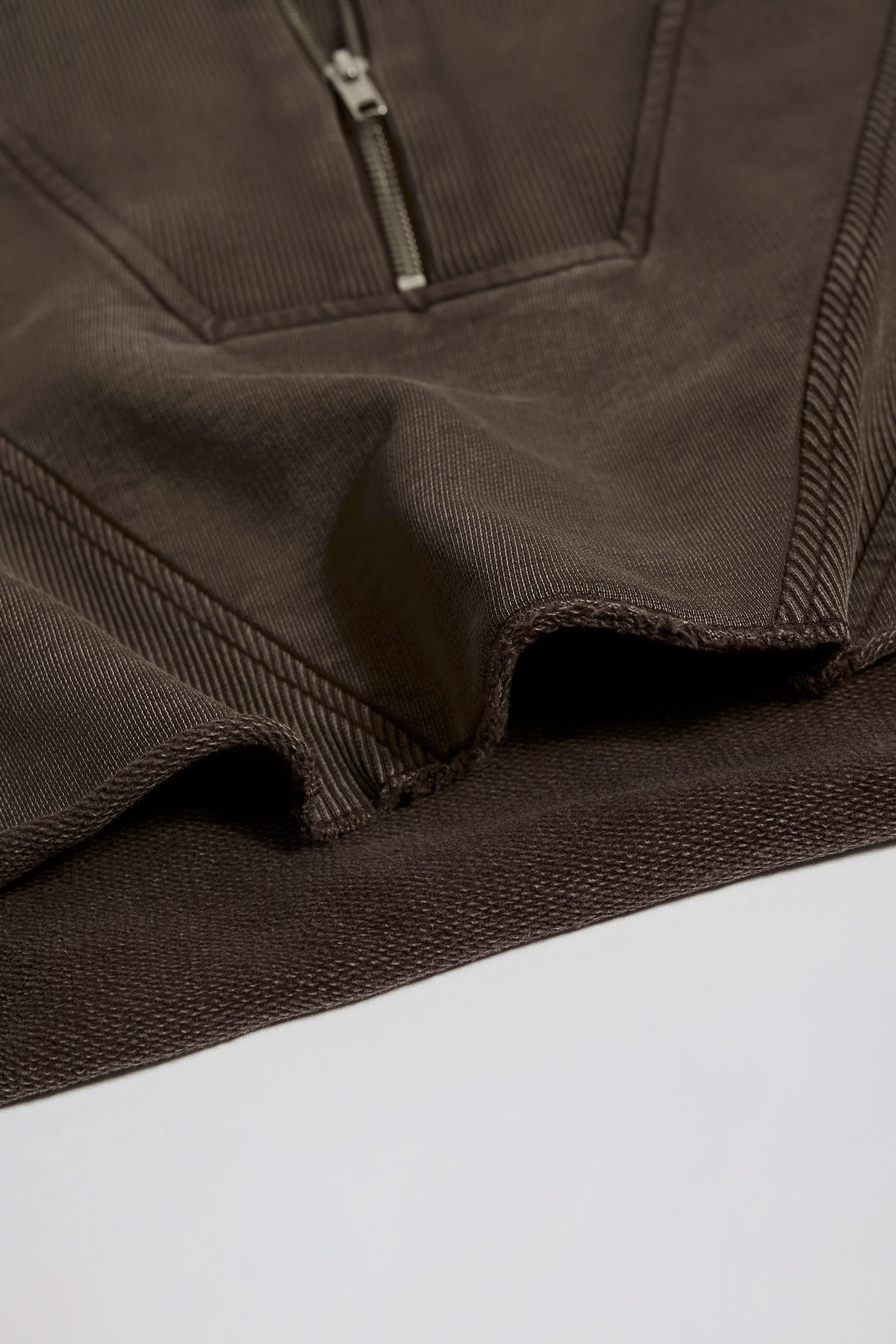 Cotton Jersey Acid Wash Cropped Sweatshirt in Brown