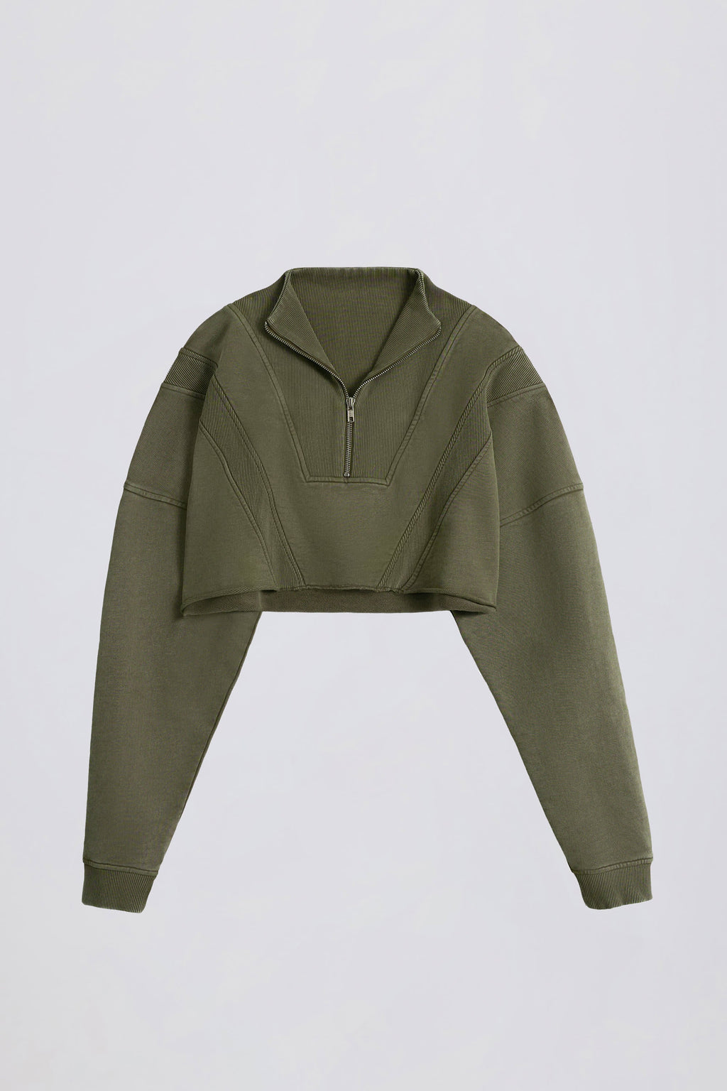 Cotton Jersey Acid Wash Cropped Sweatshirt in Light Green