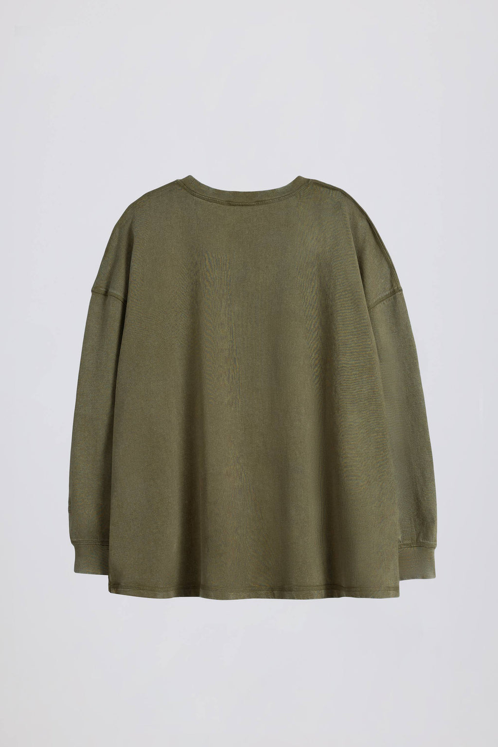 Acid Wash Long-Sleeve Oversized T-Shirt in Light Green