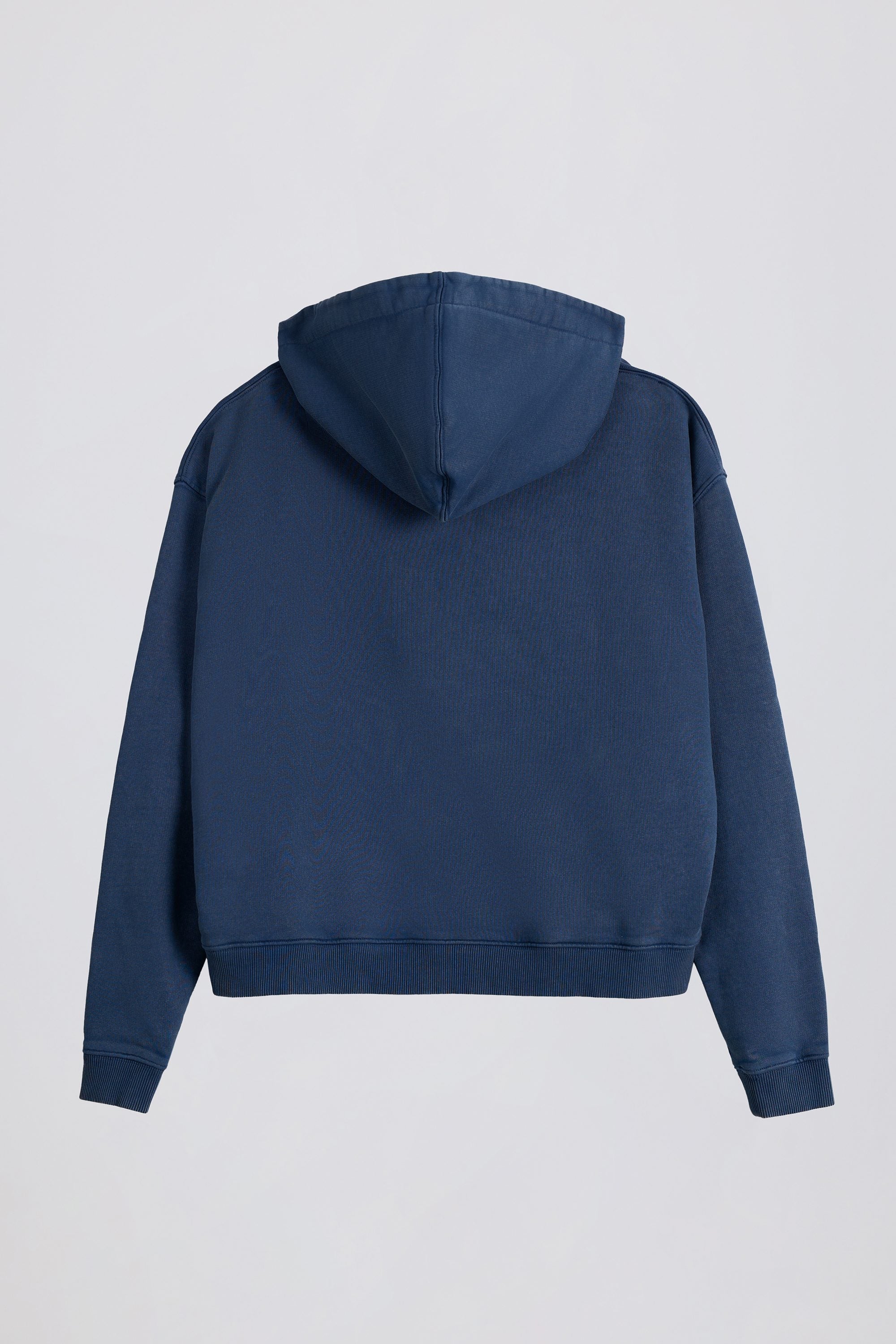 Soft Cotton Jersey Acid Wash Oversized Hoodie in Blue