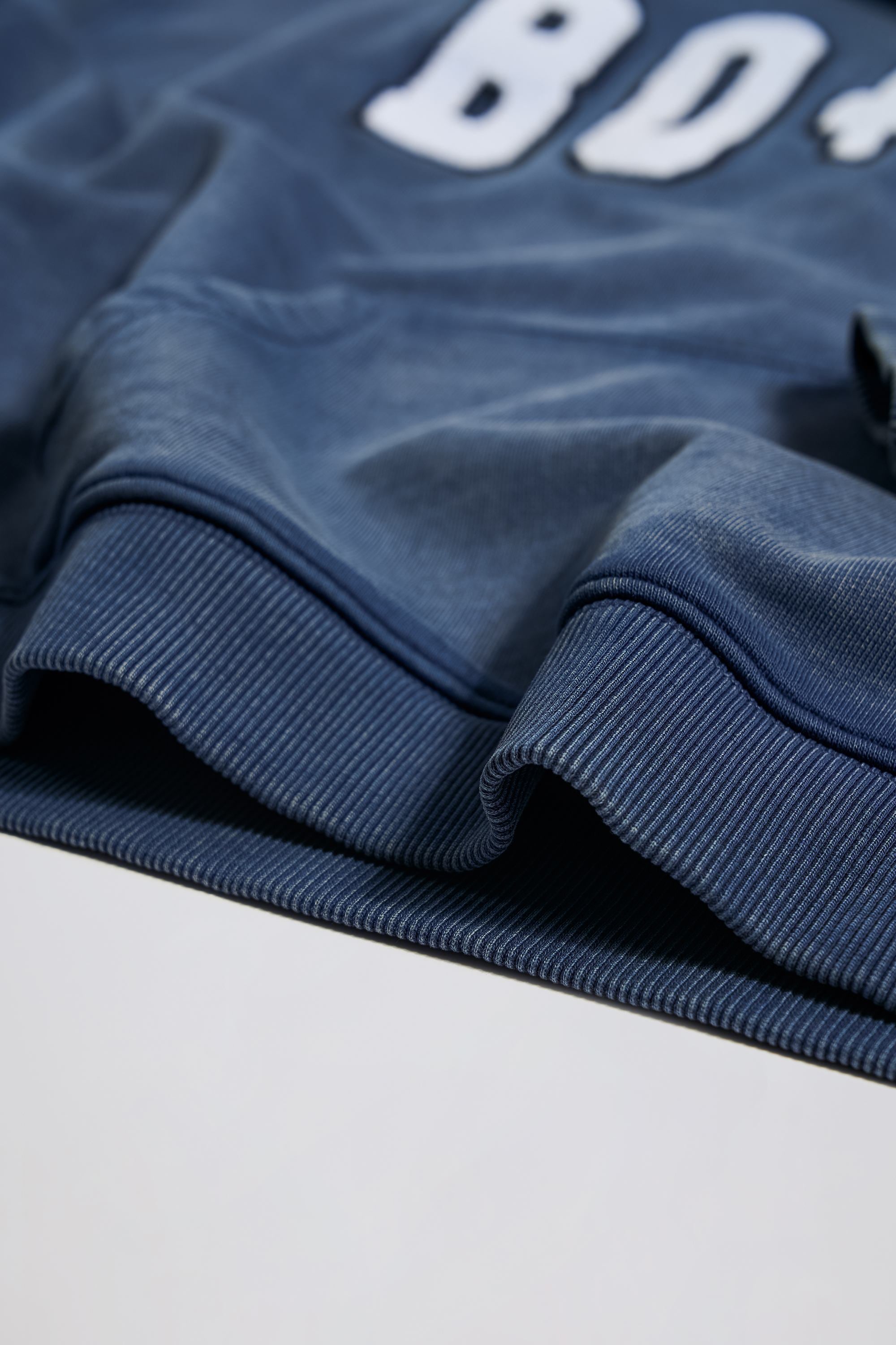 Soft Cotton Jersey Acid Wash Oversized Hoodie in Blue