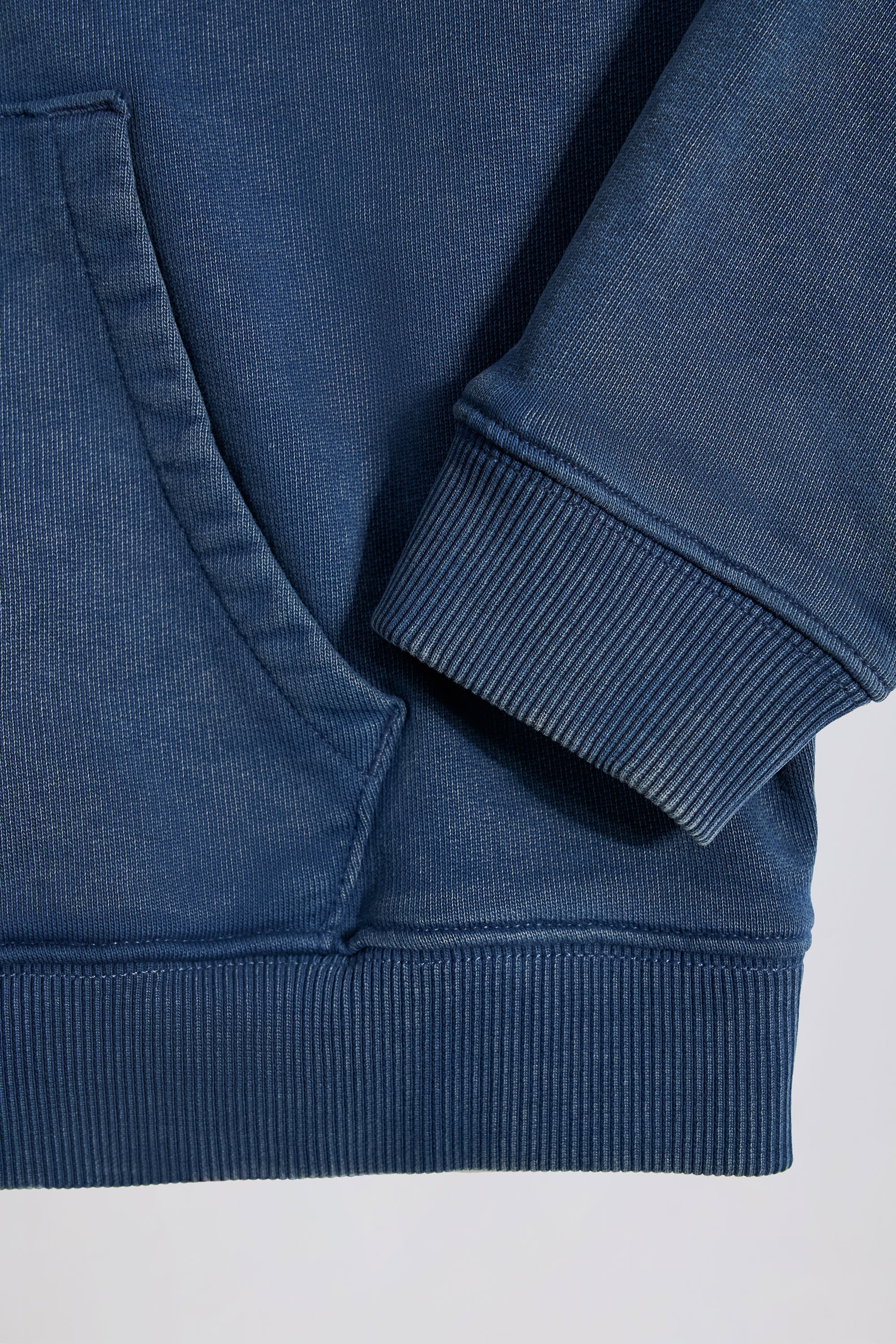 Soft Cotton Jersey Acid Wash Oversized Hoodie in Blue