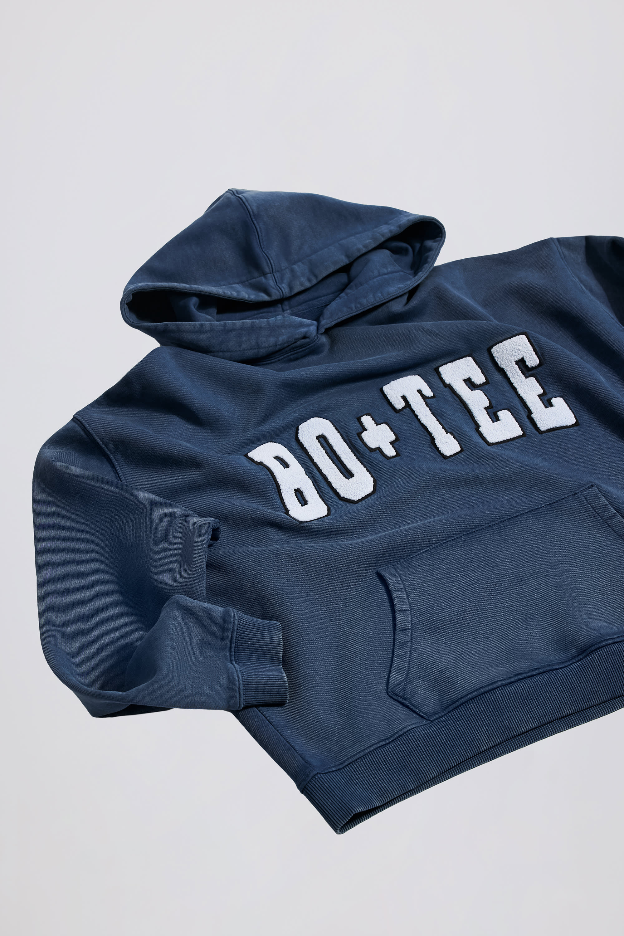 Soft Cotton Jersey Acid Wash Oversized Hoodie in Blue