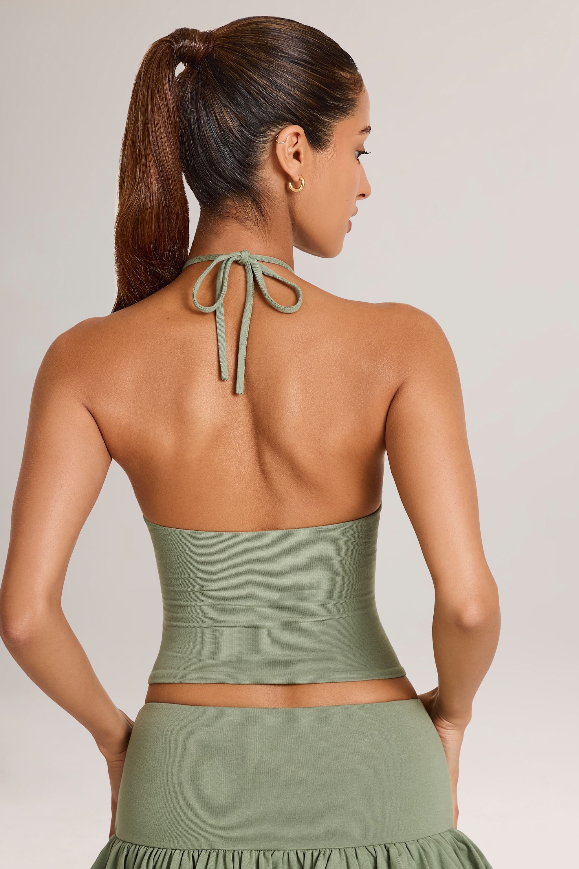 Modal Halterneck Top in Sage Green