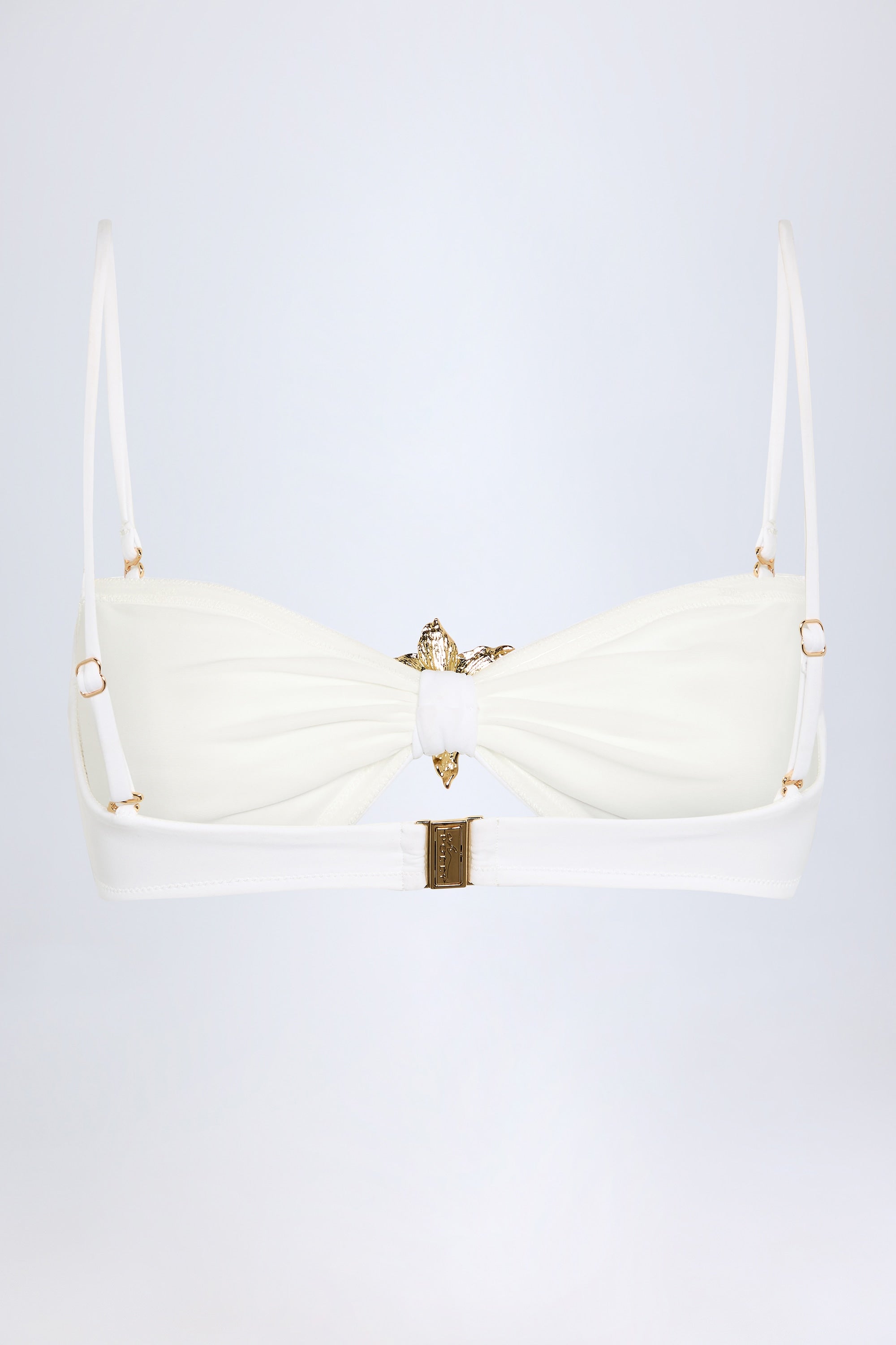 Hardware-Detail Halterneck Bikini Top in White