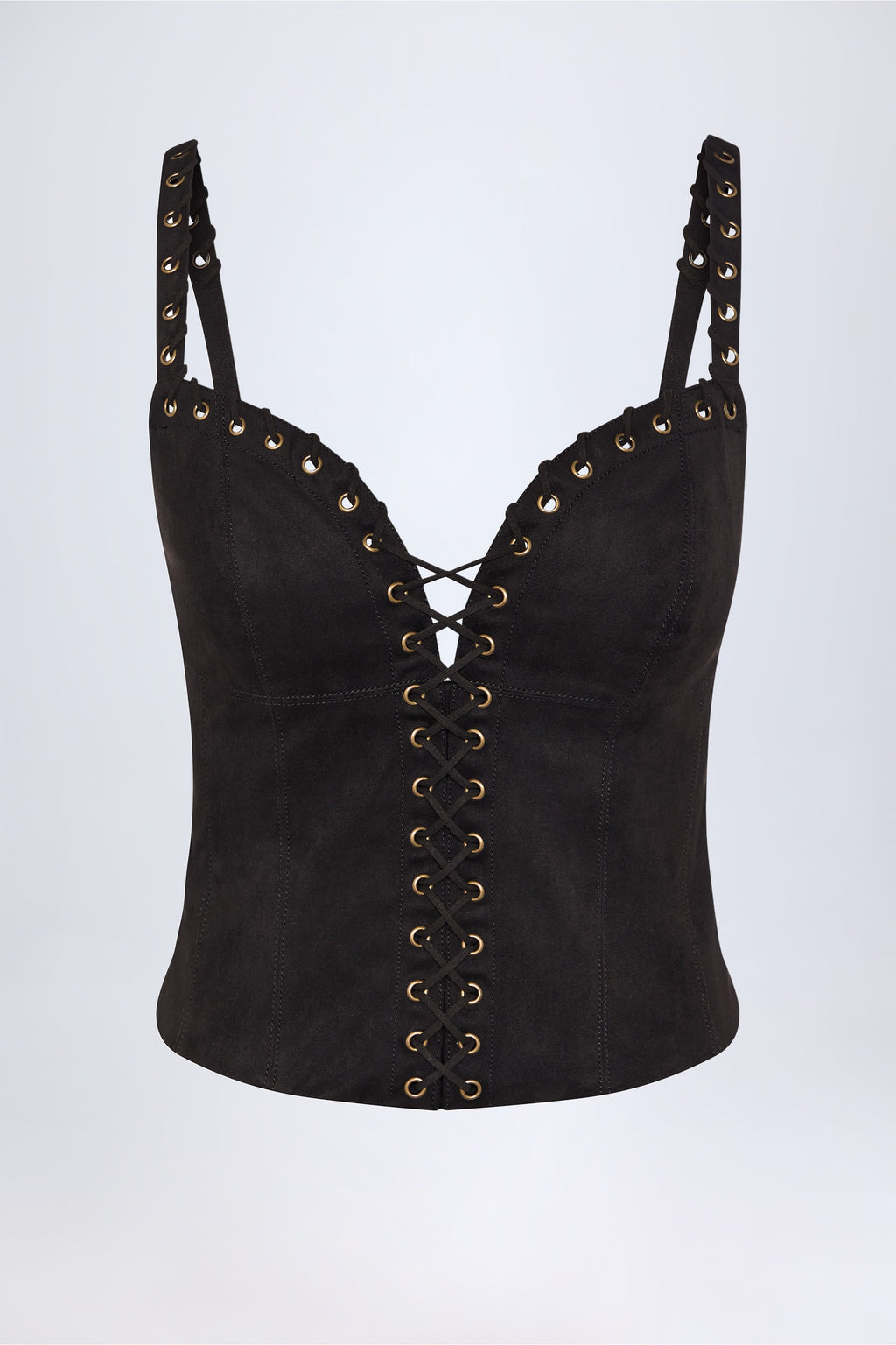 Lace-Up Top in Black