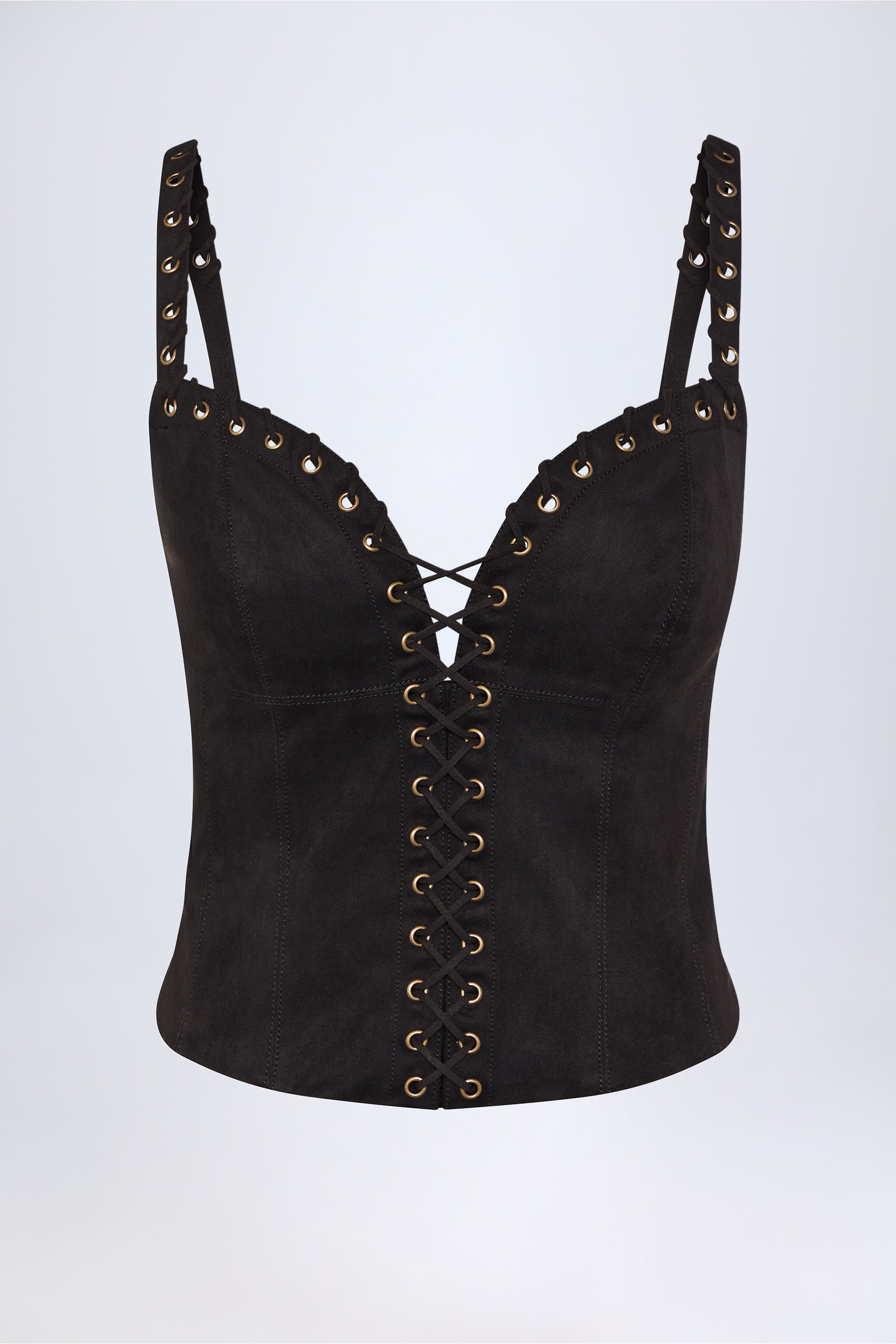 Lace-Up Top in Black