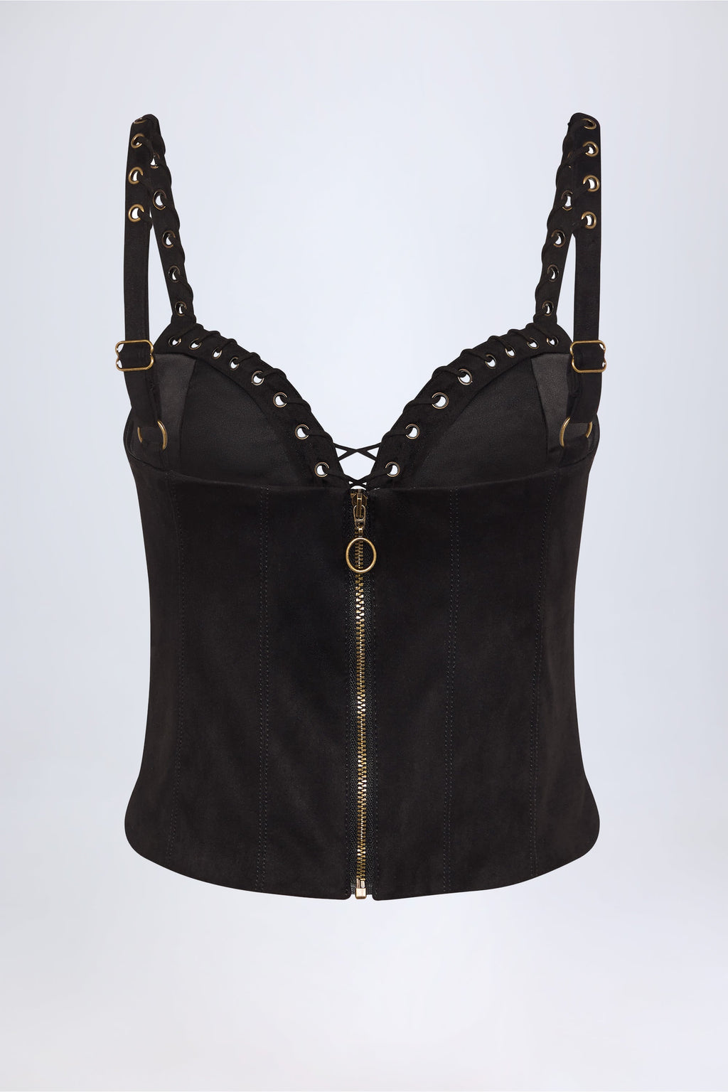 Lace-Up Top in Black