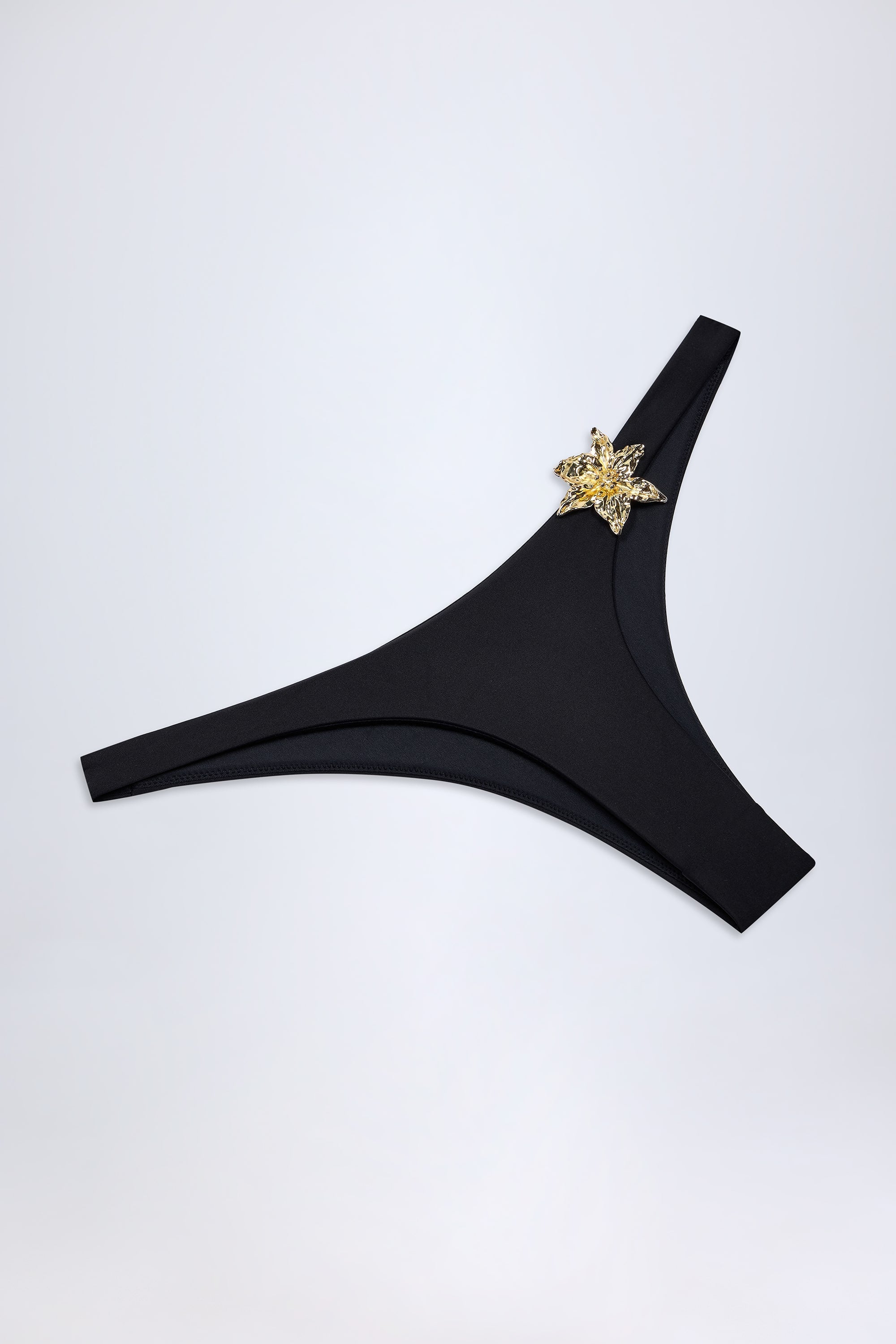 Hardware-Detail Cheeky Bikini Bottoms in Black