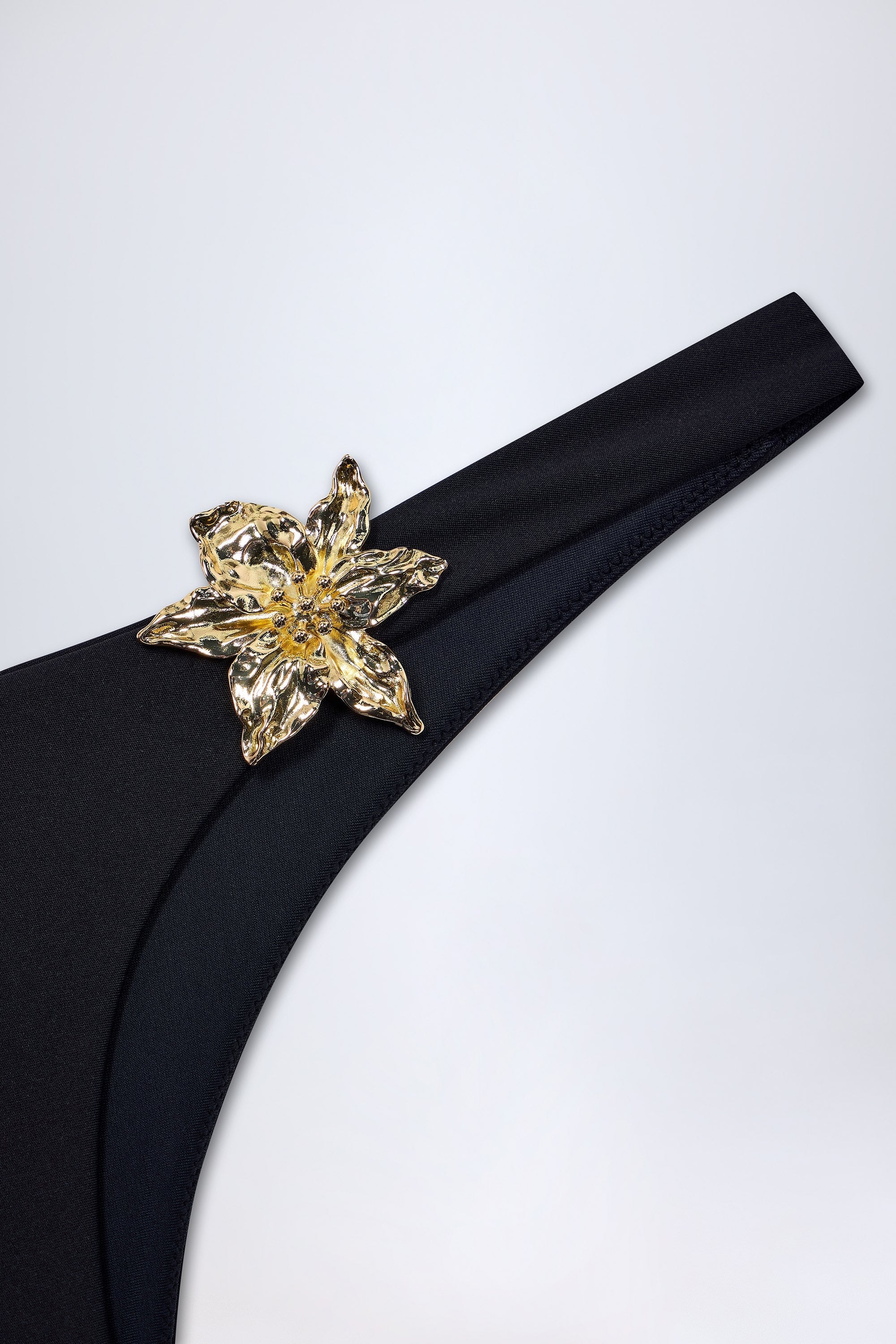 Hardware-Detail Cheeky Bikini Bottoms in Black