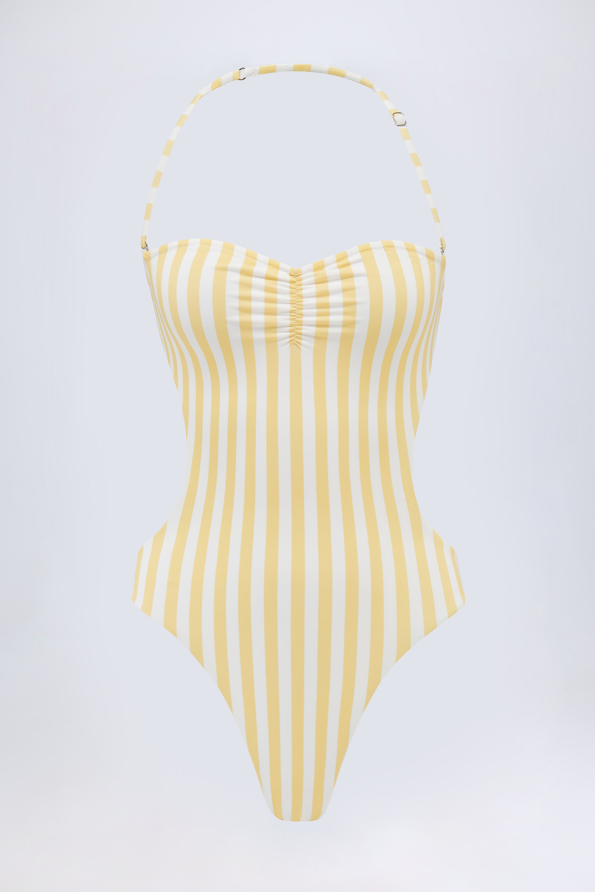 Cut-Out Halterneck Swimsuit in Lemon