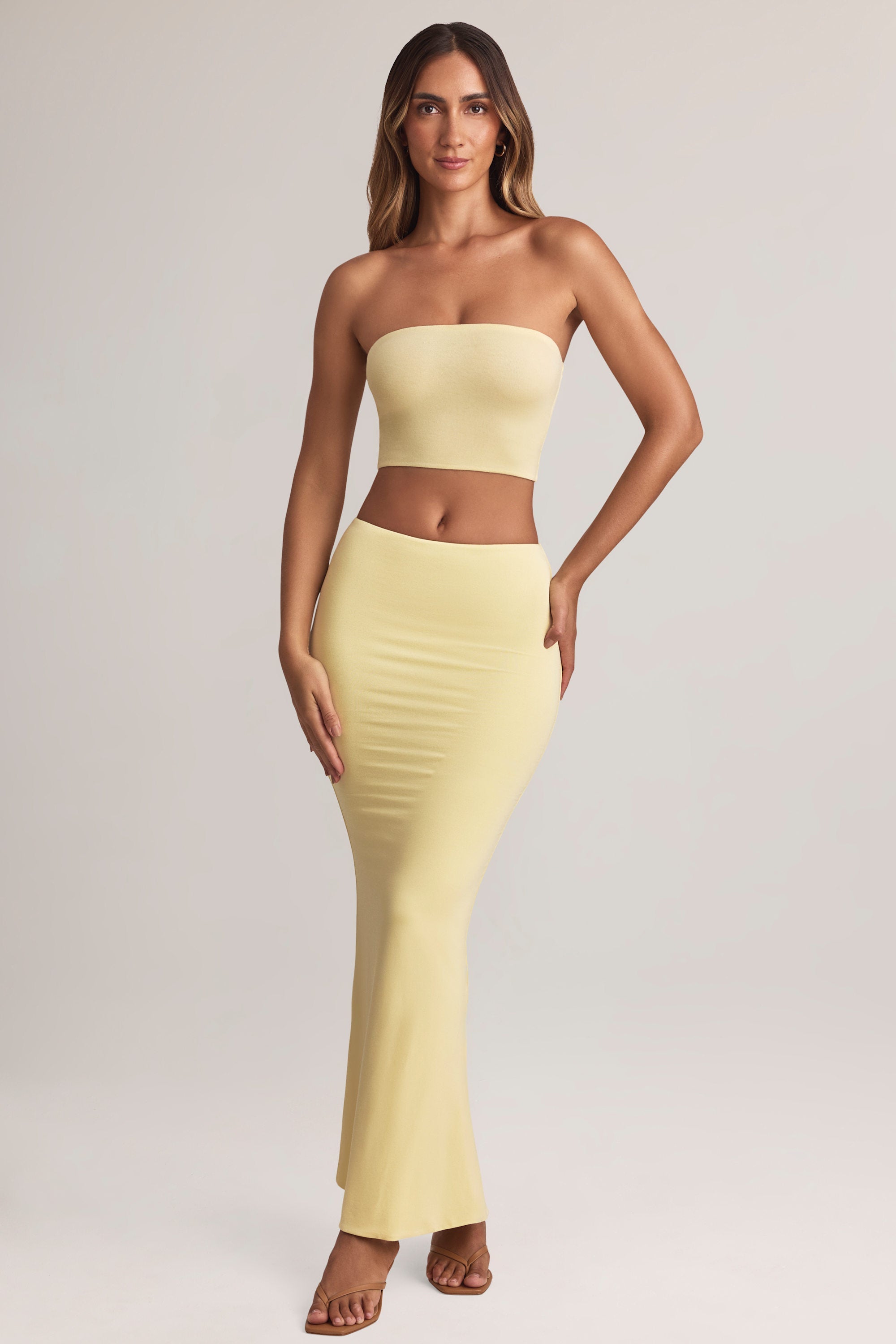 Modal Mid-Rise Maxi Skirt in Lemon Sherbet