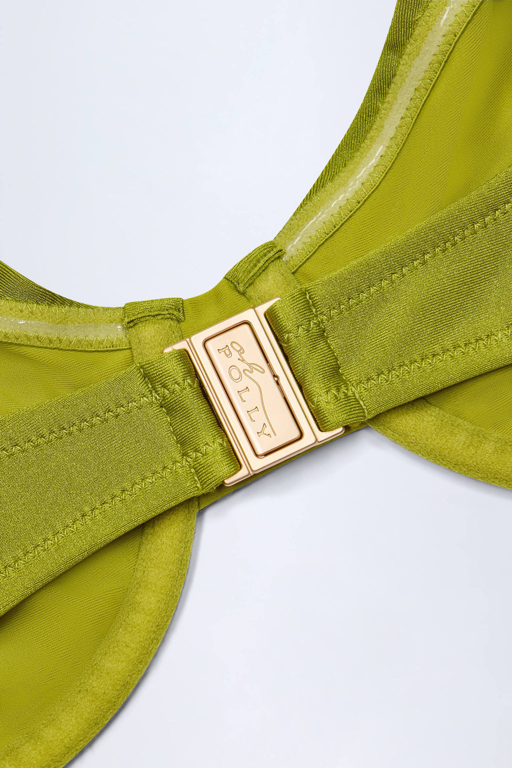 Bead-Embellished Ruched Underwired Bikini Top in Olive Green