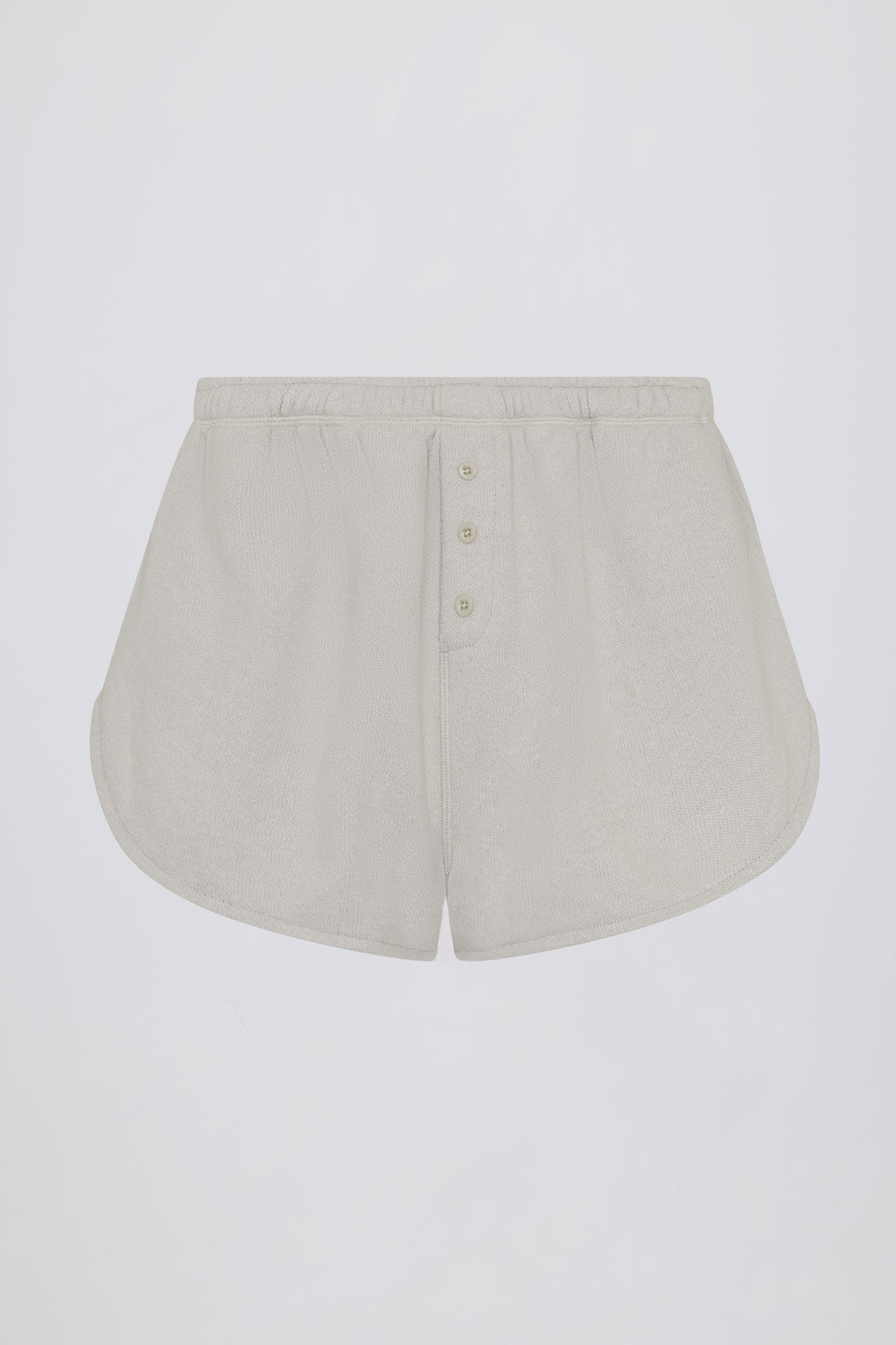 Button-Detail Mid-Rise Shorts in Light Grey