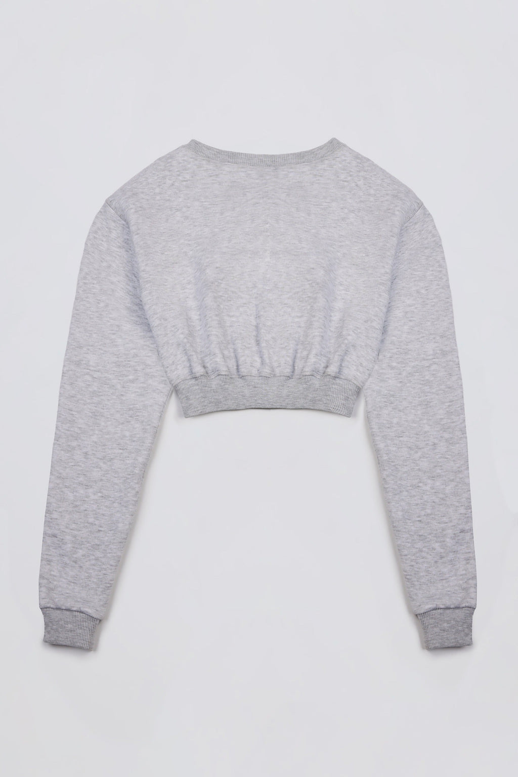 Premium Brushed Jersey Button-Up Cropped Cardigan in Grey Marl