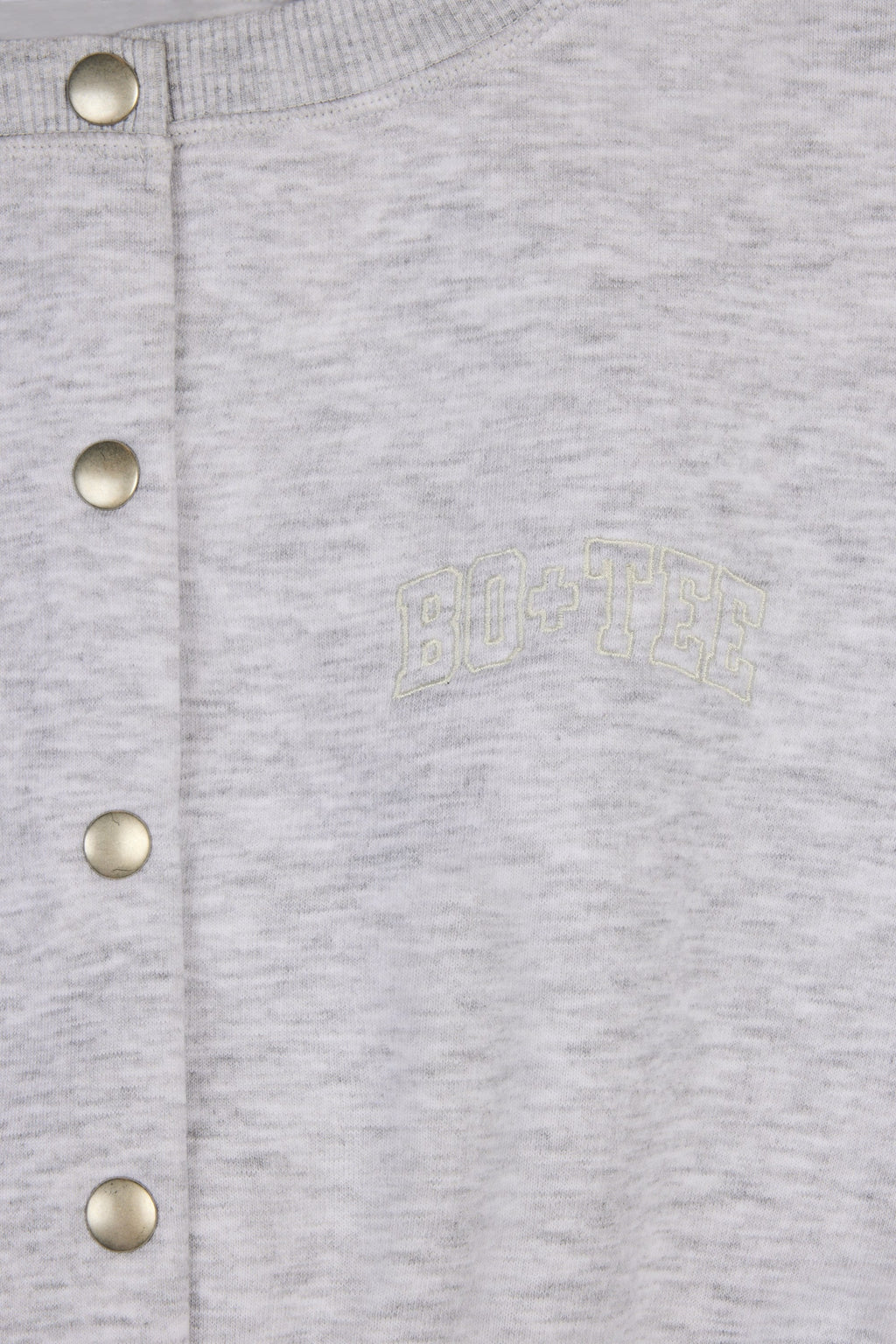 Premium Brushed Jersey Button-Up Cropped Cardigan in Grey Marl