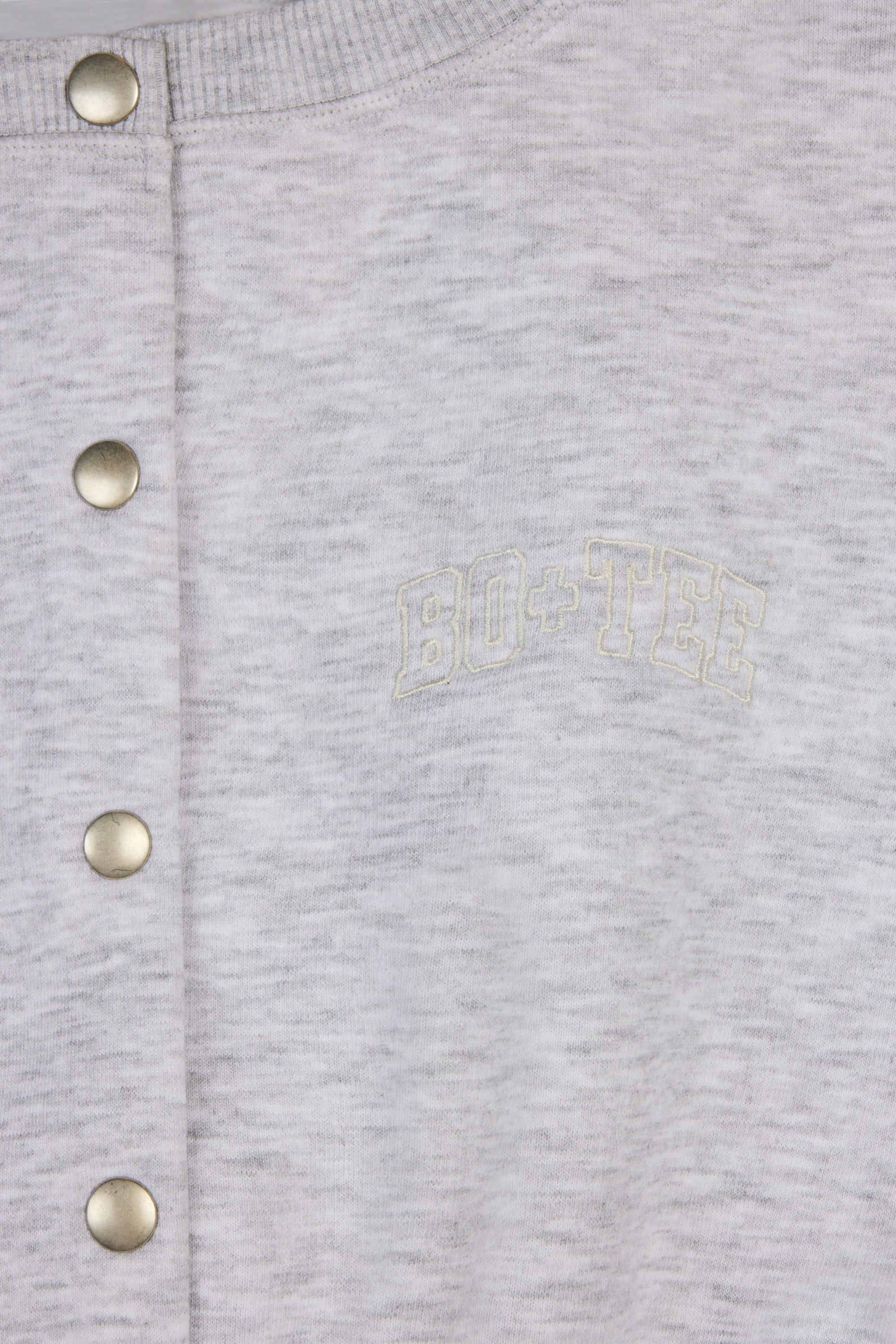 Premium Brushed Jersey Button-Up Cropped Cardigan in Grey Marl