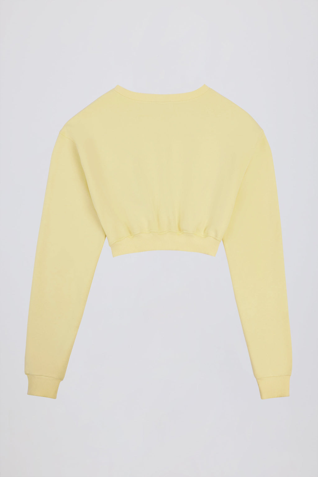 Premium Brushed Jersey Button-Up Cropped Cardigan in Soft Yellow