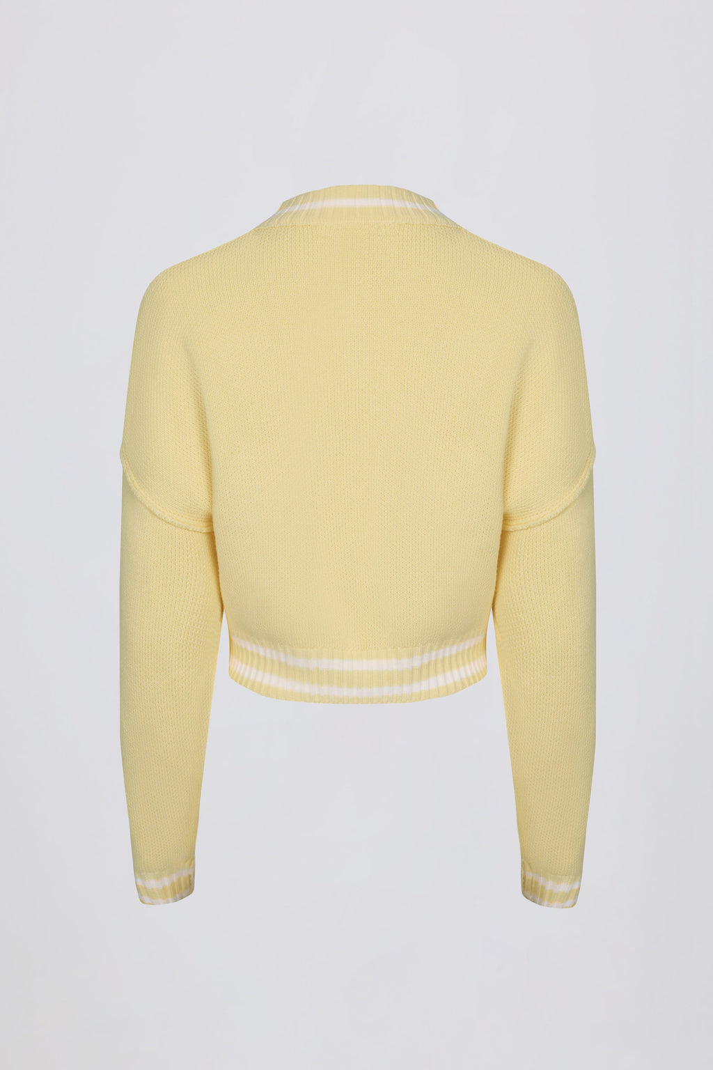 Button-Up Cropped Knit Cardigan in Soft Yellow