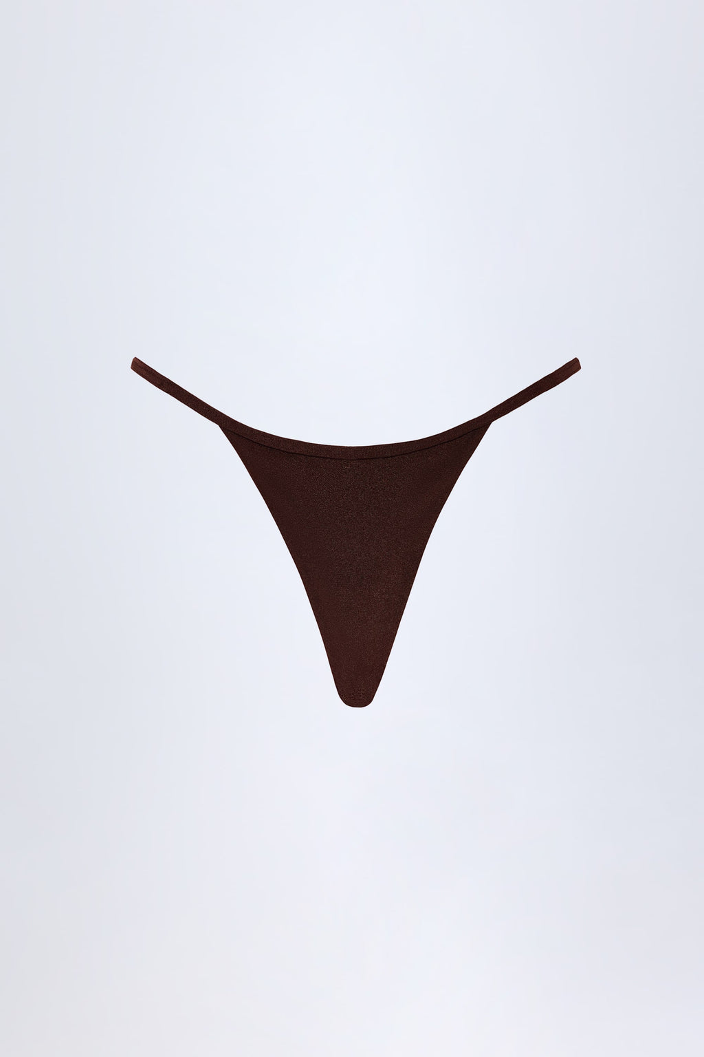 Charm-Detail Thong Bikini Bottoms in Dark Chocolate