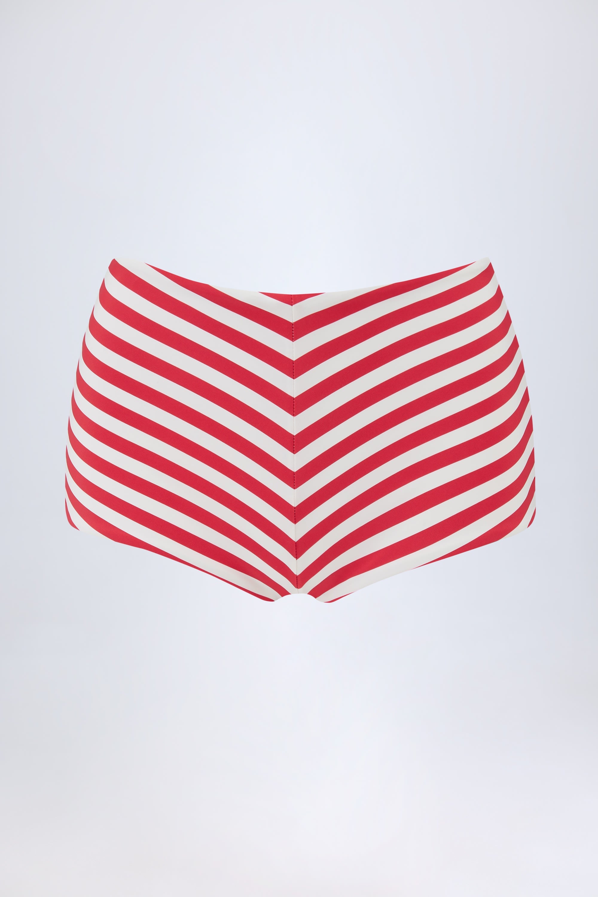 Mid-Rise Hot Pants in Cherry Red Stripe