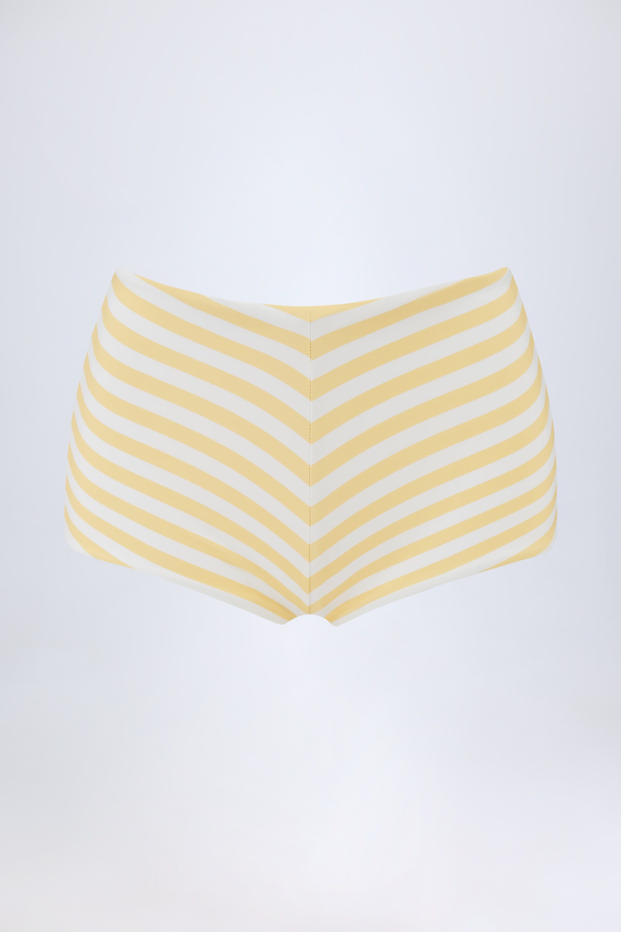 Mid-Rise Hot Pants in Lemon Yellow Stripe