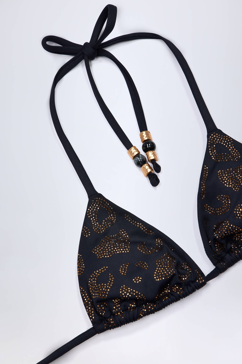 Charm-Detail Triangle Bikini Top in Black