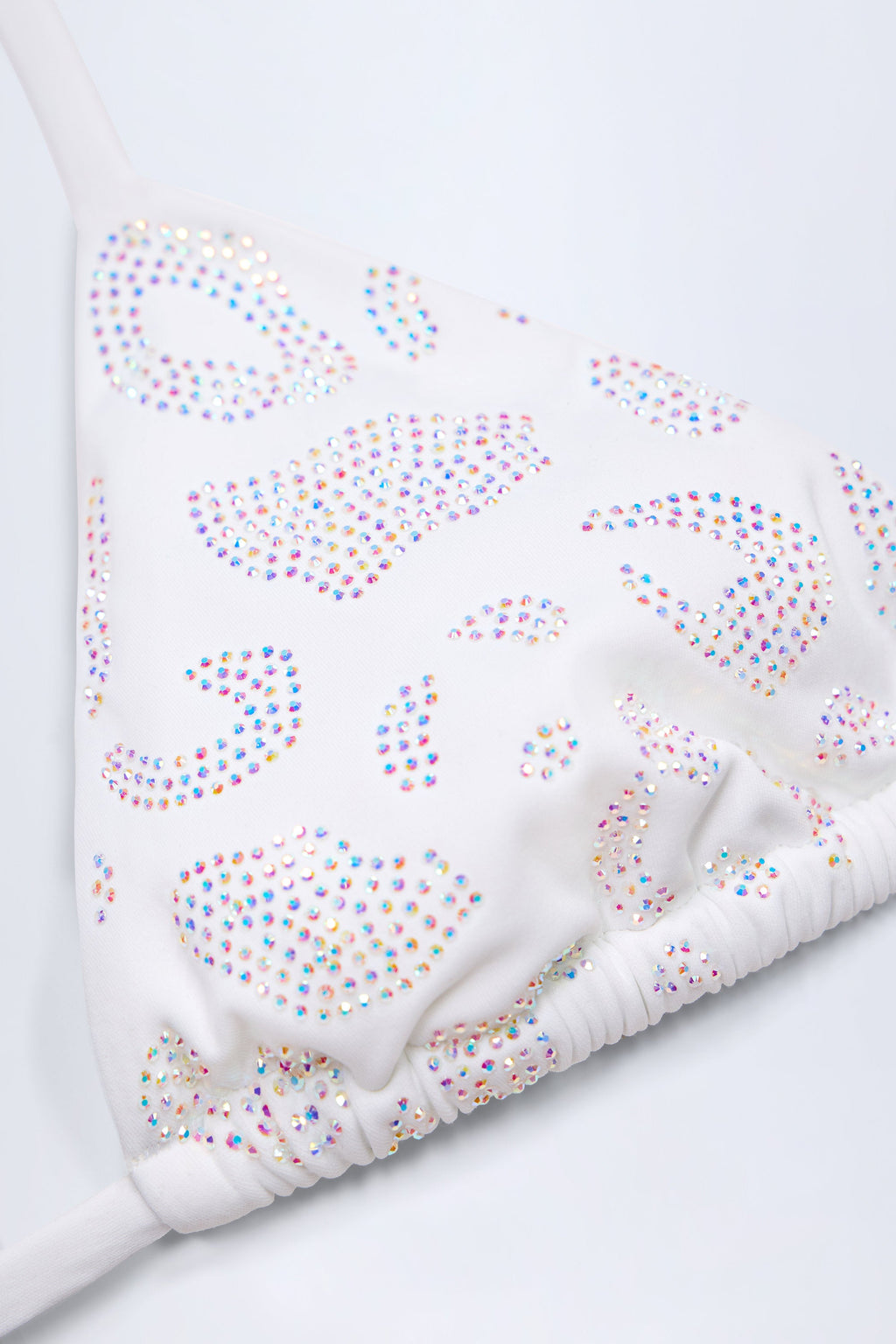 Charm-Detail Triangle Bikini Top in White